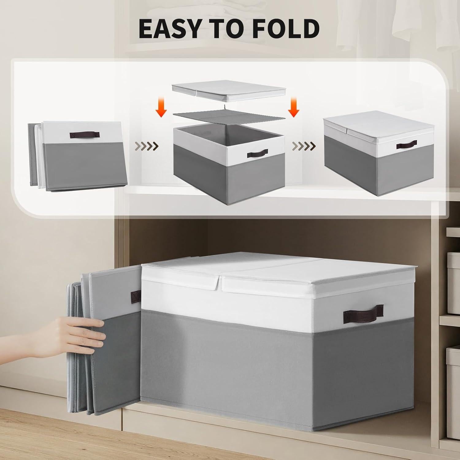 Cestas de Almacenamiento Jumbo Criusia 2 Pack 70L con Tapa