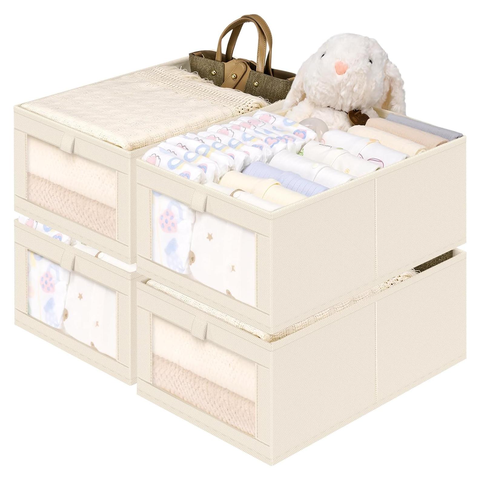 Organizadores de Closet de Lino Criusia - Paquete de 4 Beige