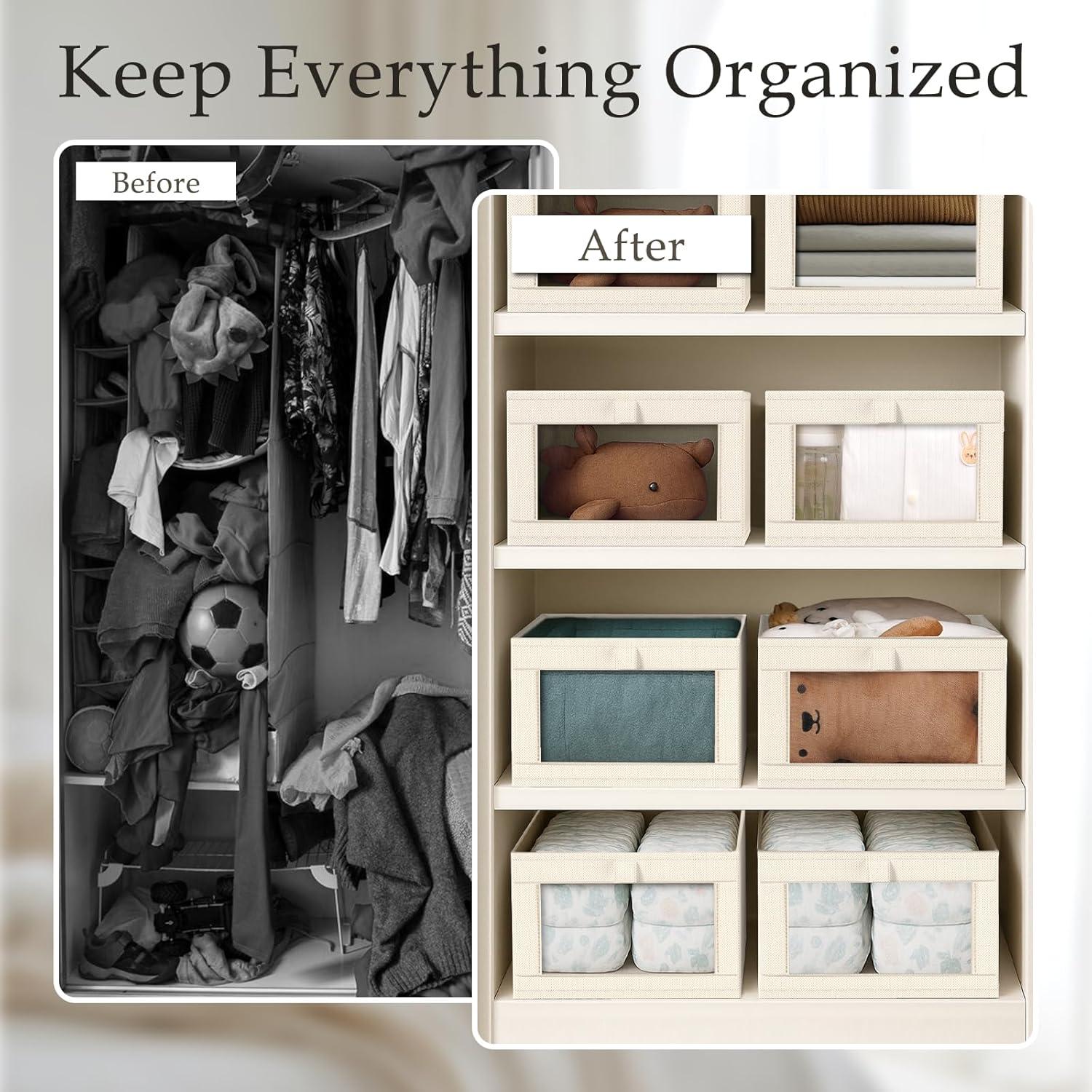 Organizadores de Closet de Lino Criusia - Paquete de 4 Beige