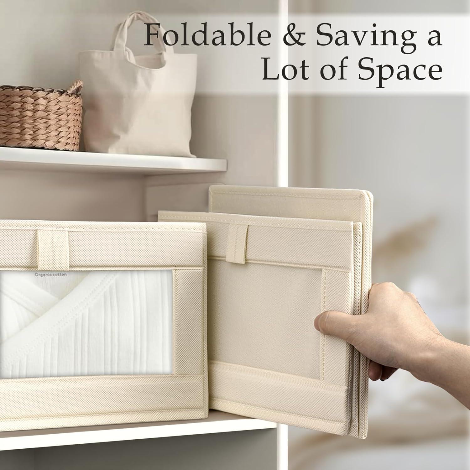 Organizadores de Closet de Lino Criusia - Paquete de 4 Beige