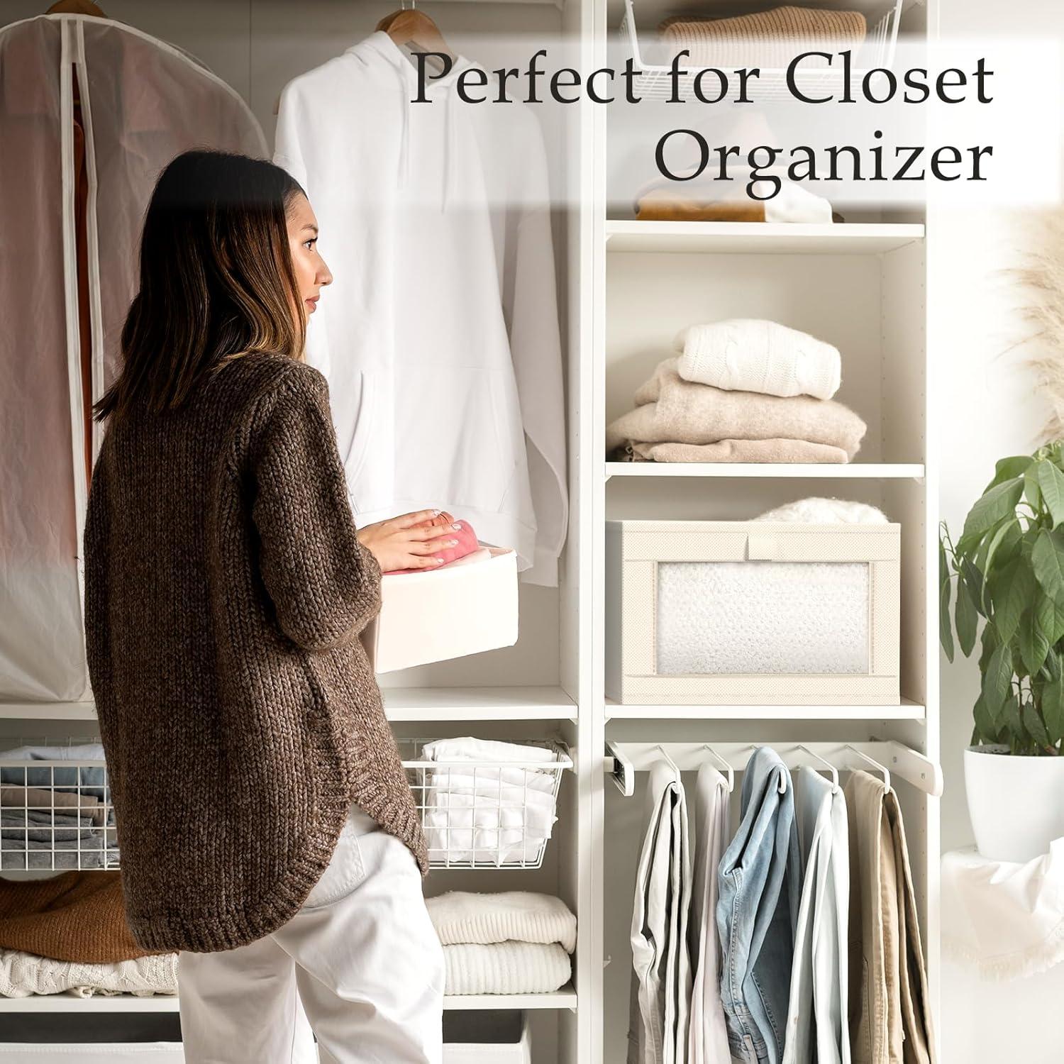 Organizadores de Closet de Lino Criusia - Paquete de 4 Beige