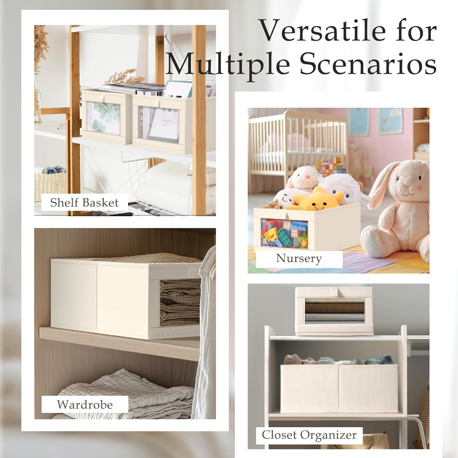 Organizadores de Closet de Lino Criusia - Paquete de 4 Beige