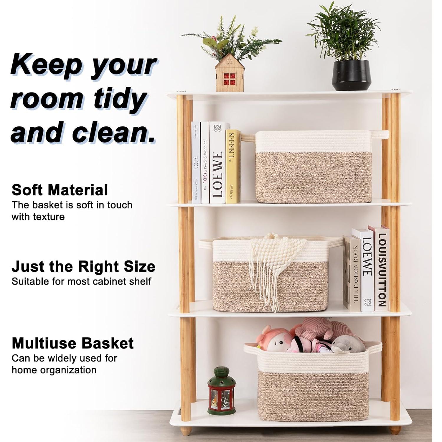 Cestas de Almacenamiento OIAHOMY 3 Piezas Algodón 33x25x22cm