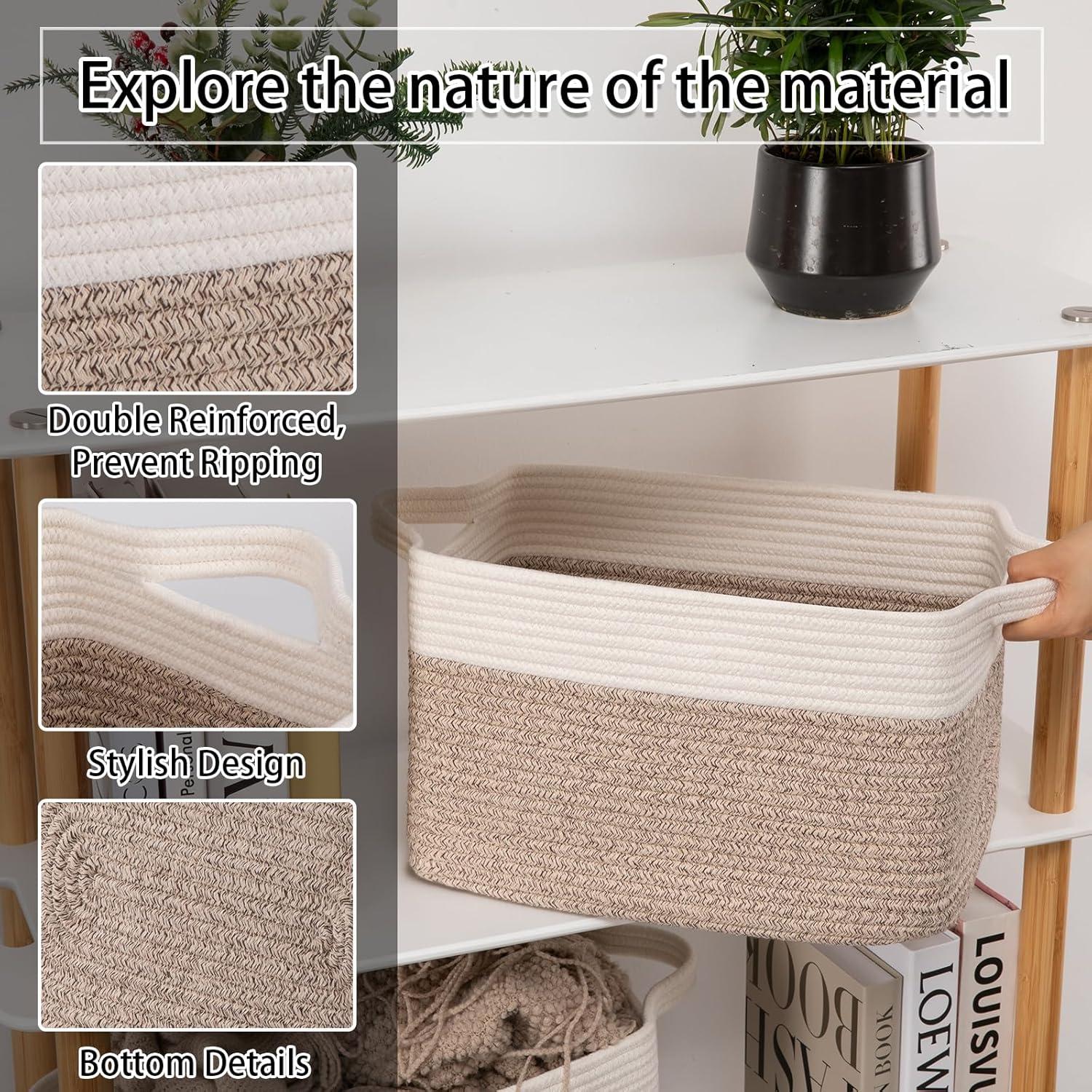 Cestas de Almacenamiento OIAHOMY 3 Piezas Algodón 33x25x22cm