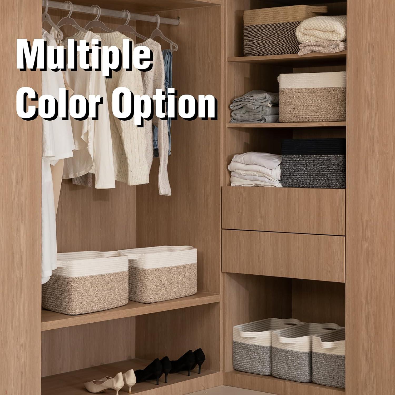 Cestas de Almacenamiento OIAHOMY 3 Piezas Algodón 33x25x22cm