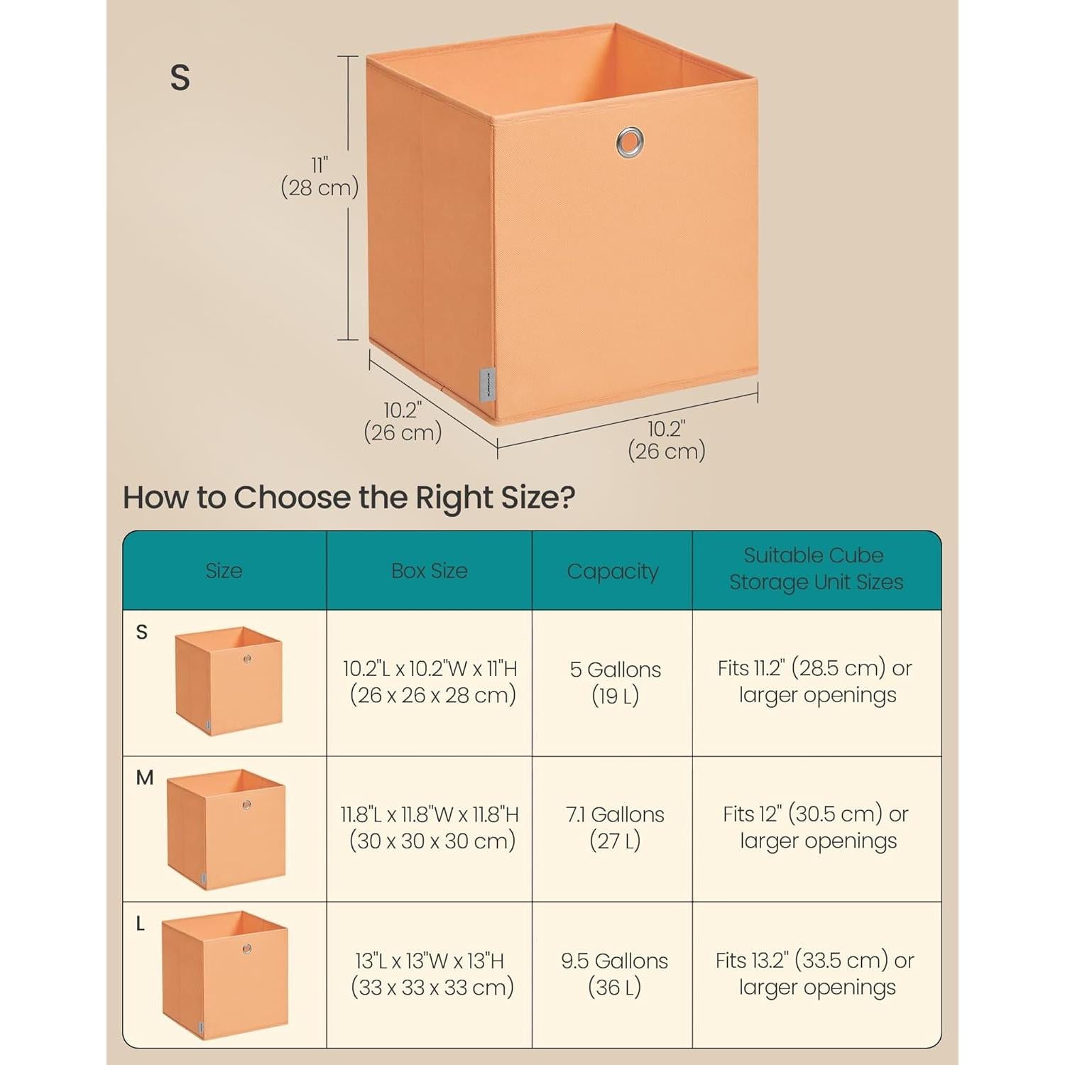 Set de 6 Cajas de Almacenamiento Plegables SONGMICS 26x26x28 cm