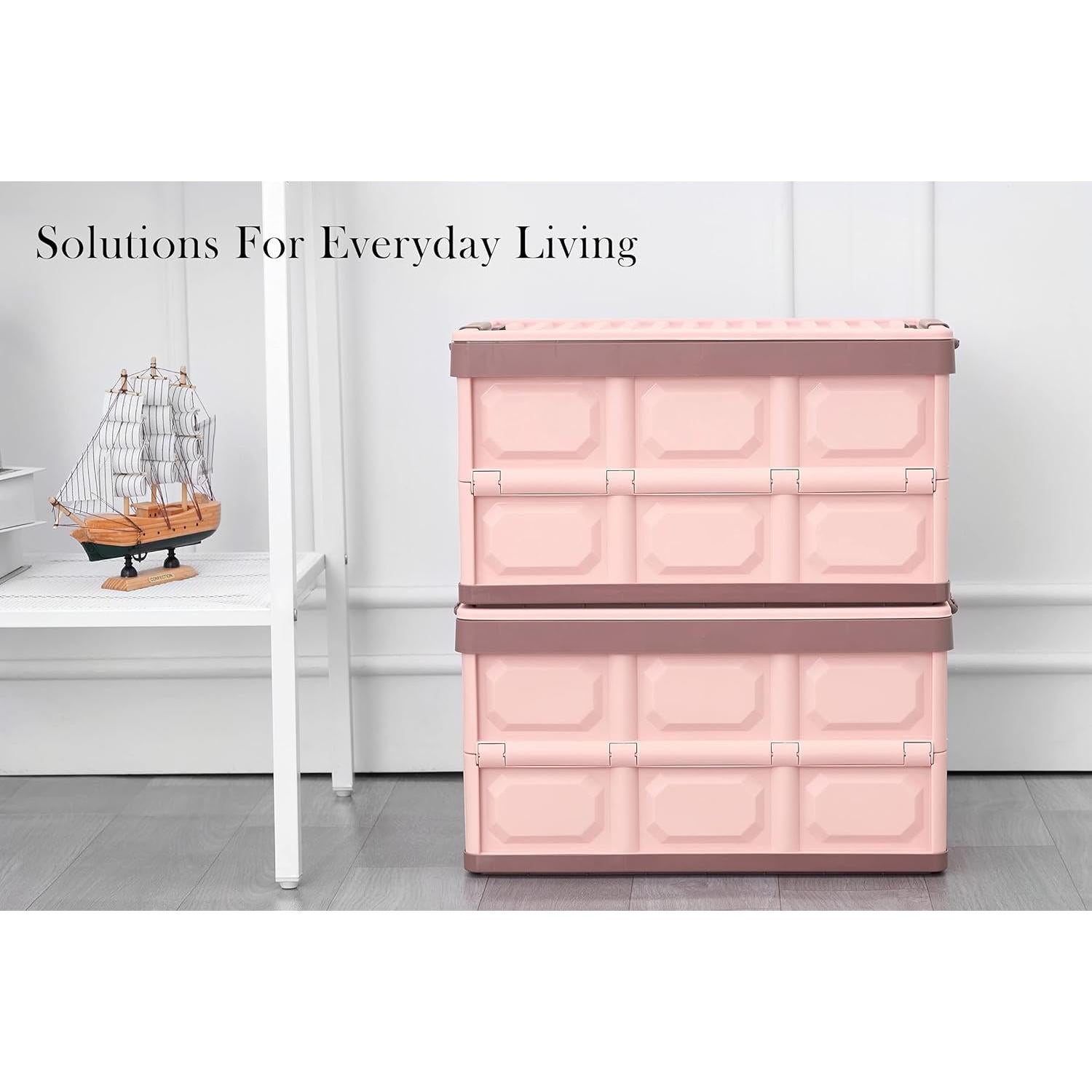 Cajas de Almacenamiento Plegables JUJIAJIA 30L Rosa 2-Pack