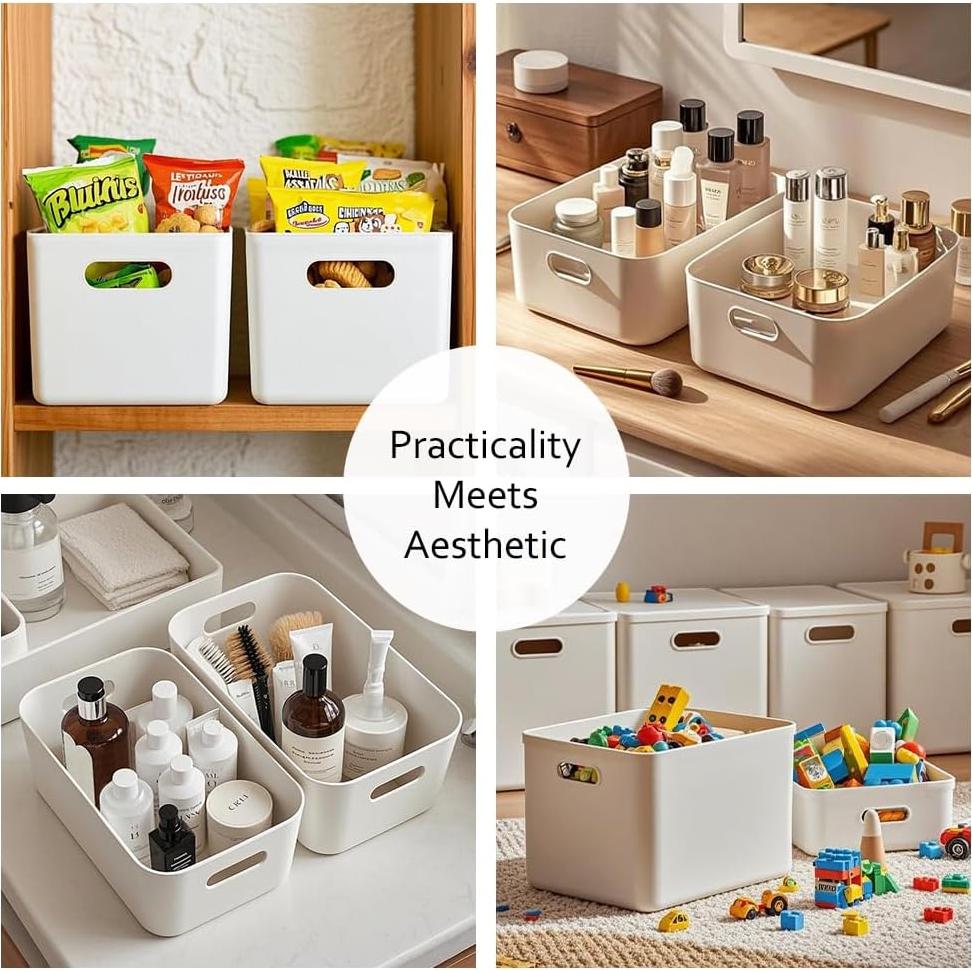 DOUKE Bins de Almacenamiento Plástico Blanco 6pack 30qt y 16qt