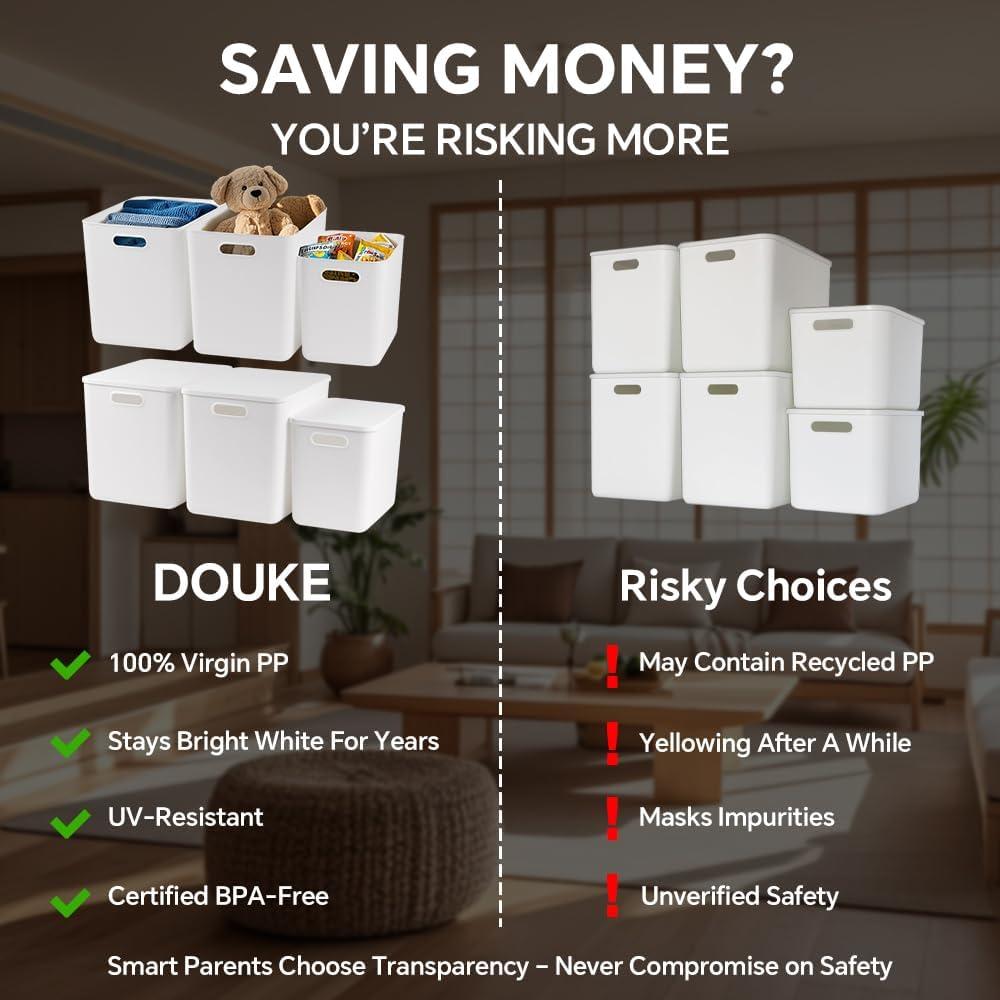 DOUKE Bins de Almacenamiento Plástico Blanco 6pack 30qt y 16qt