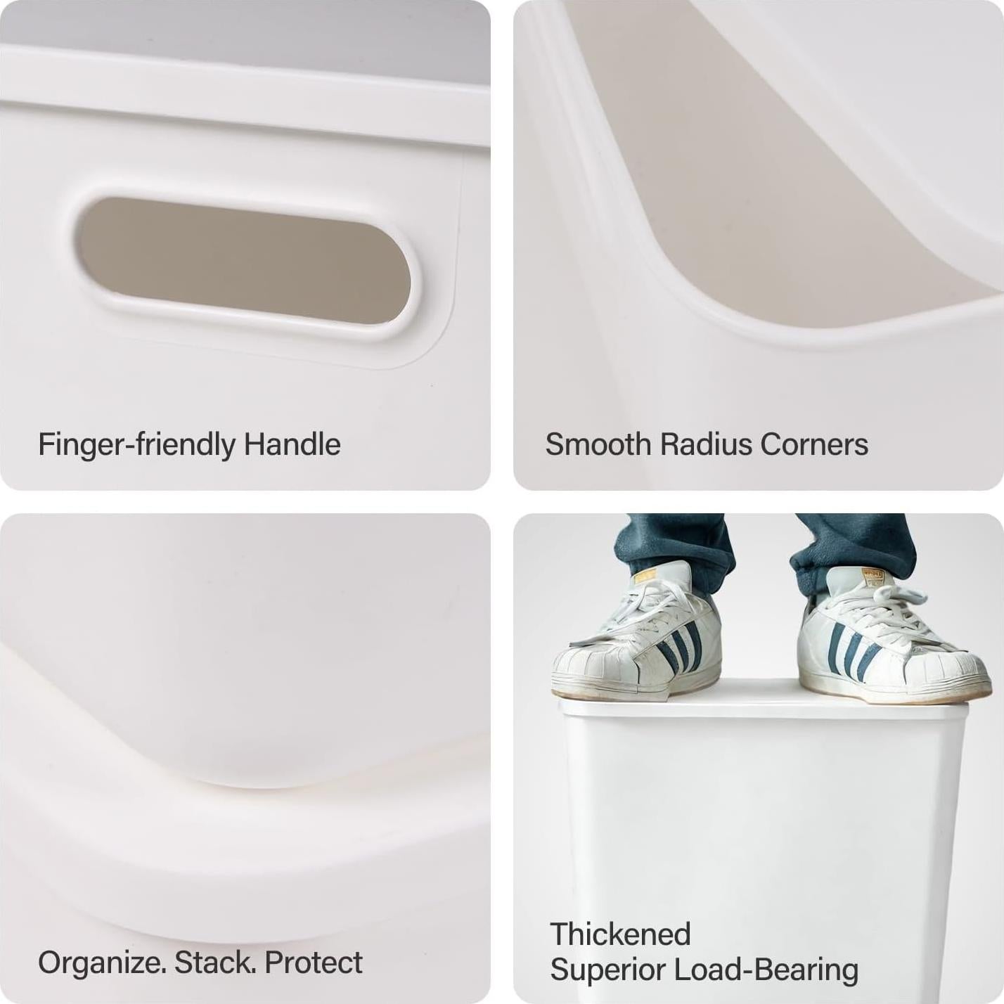 DOUKE Bins de Almacenamiento Plástico Blanco 6pack 30qt y 16qt