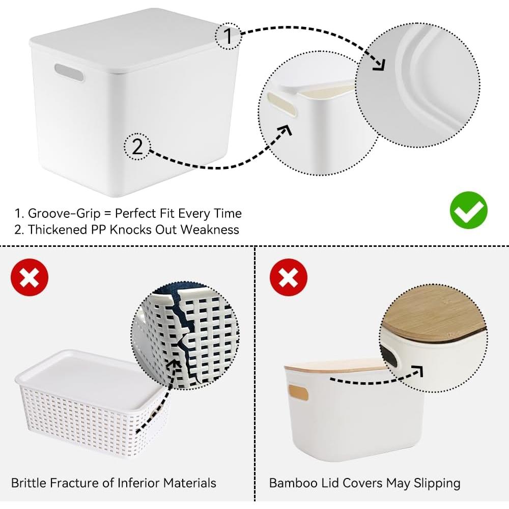 DOUKE Bins de Almacenamiento Plástico Blanco 6pack 30qt y 16qt