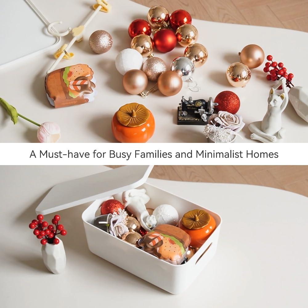 DOUKE Bins de Almacenamiento Plástico Blanco 6pack 30qt y 16qt