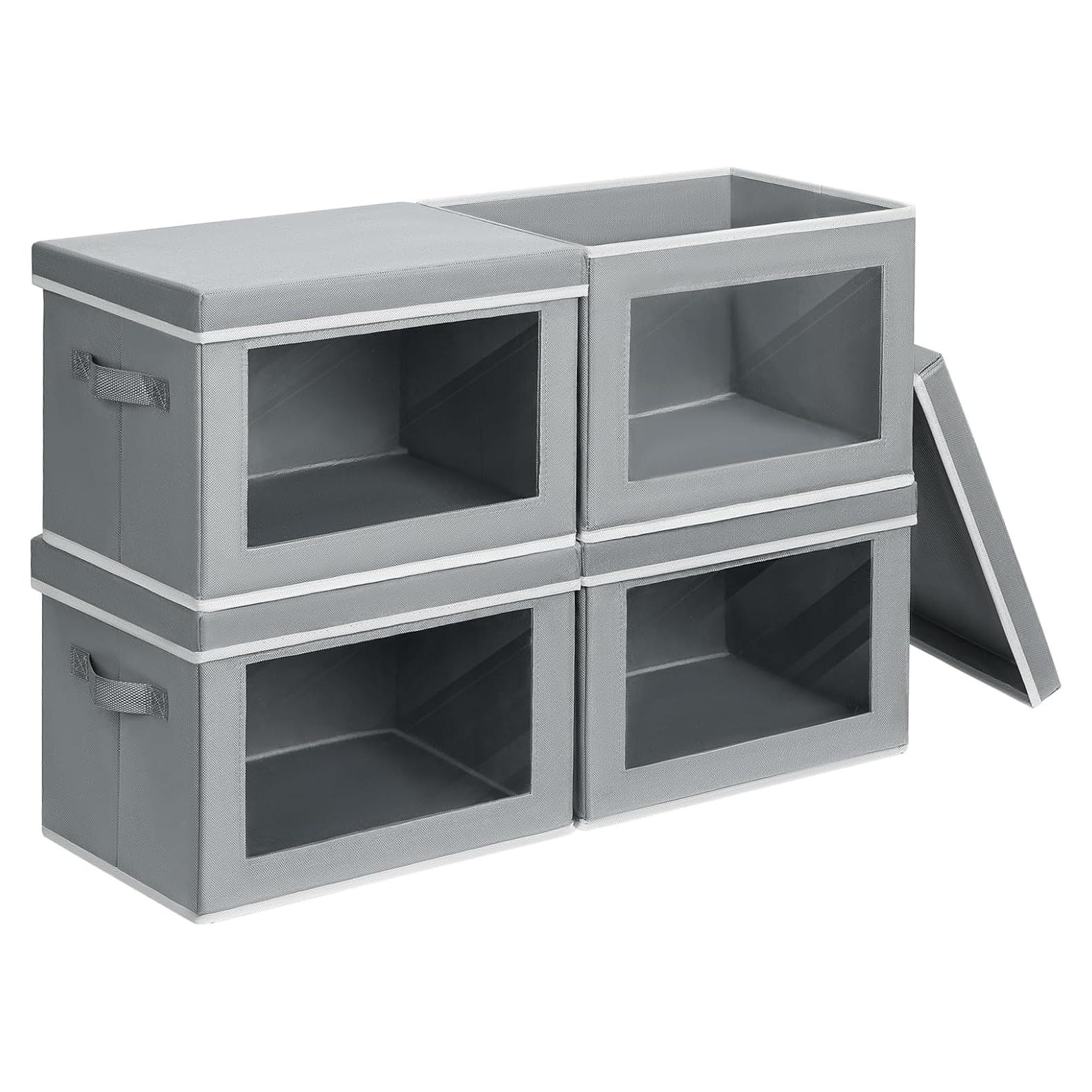 Cajas de Almacenamiento Homsorout con Tapa - 4 Paquete Gris