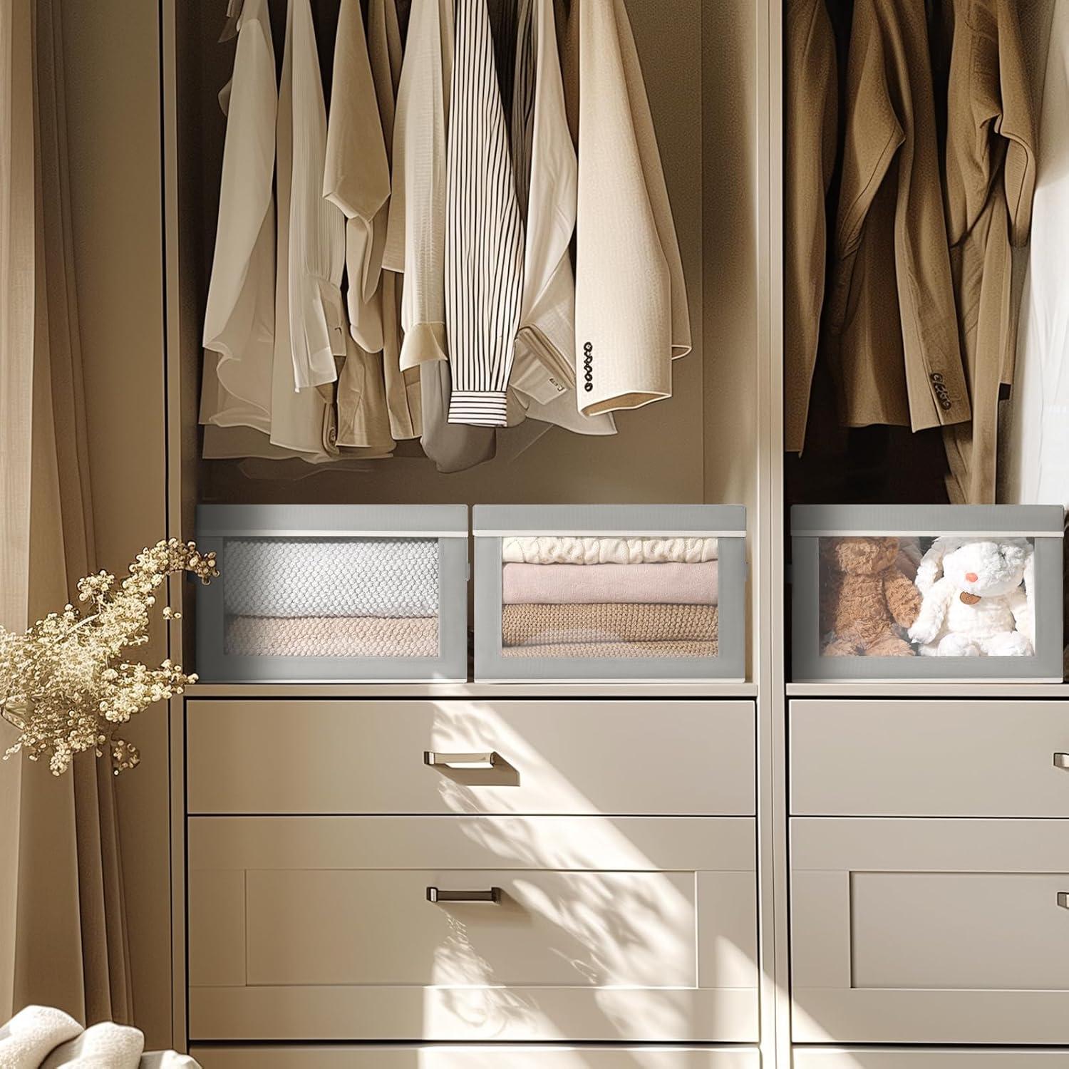 Cajas de Almacenamiento Homsorout con Tapa - 4 Paquete Gris