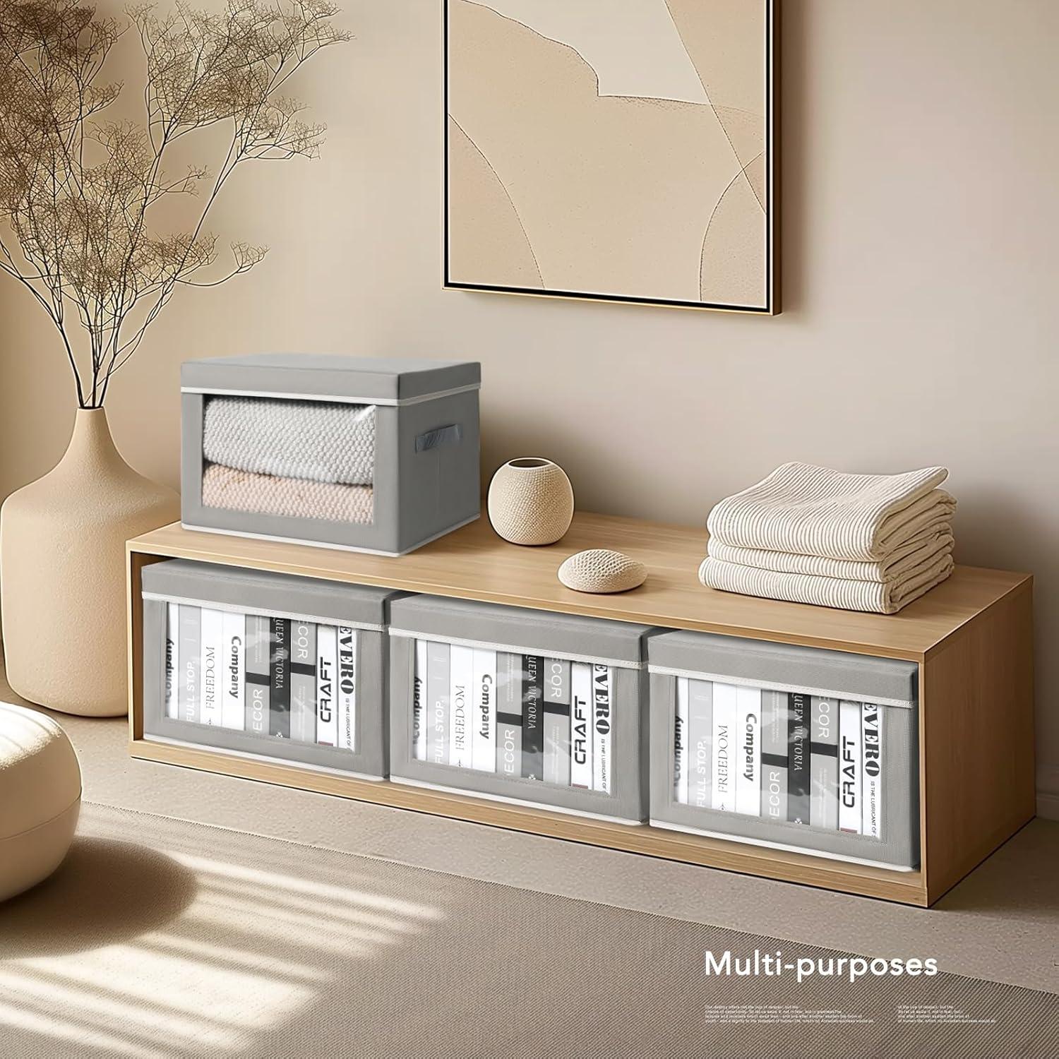 Cajas de Almacenamiento Homsorout con Tapa - 4 Paquete Gris