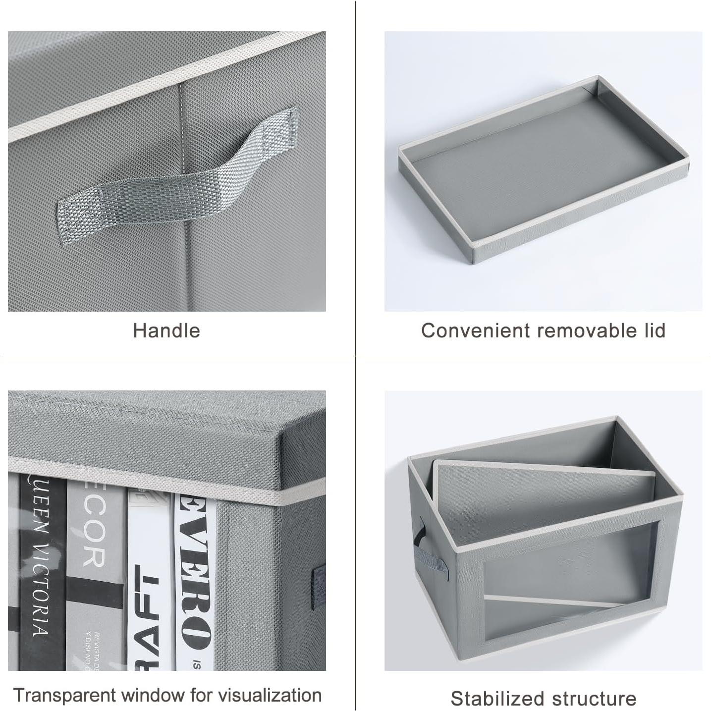 Cajas de Almacenamiento Homsorout con Tapa - 4 Paquete Gris