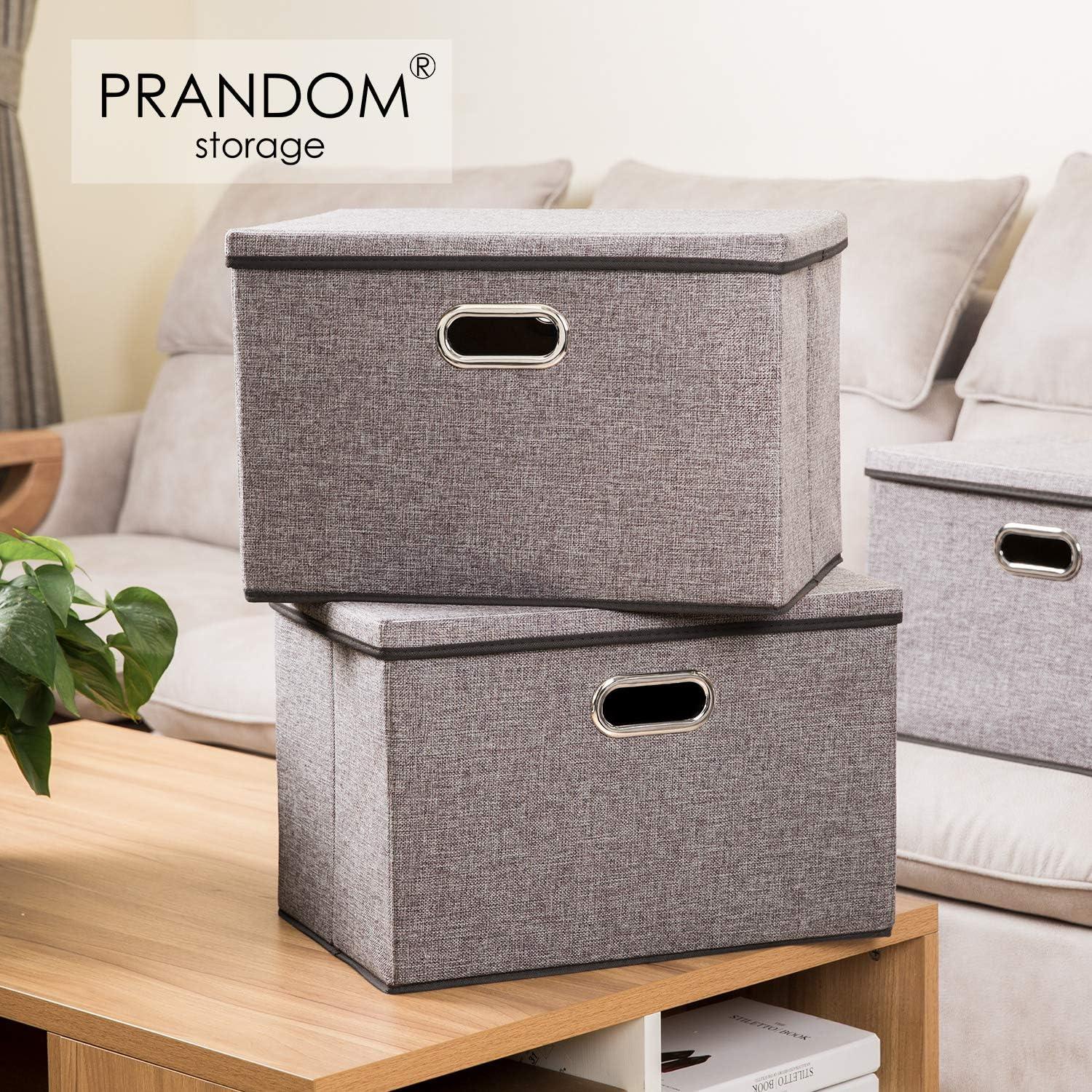 Cajas de Almacenamiento Plegables PRANDOM 45x30x30 cm Gris 3-Pack