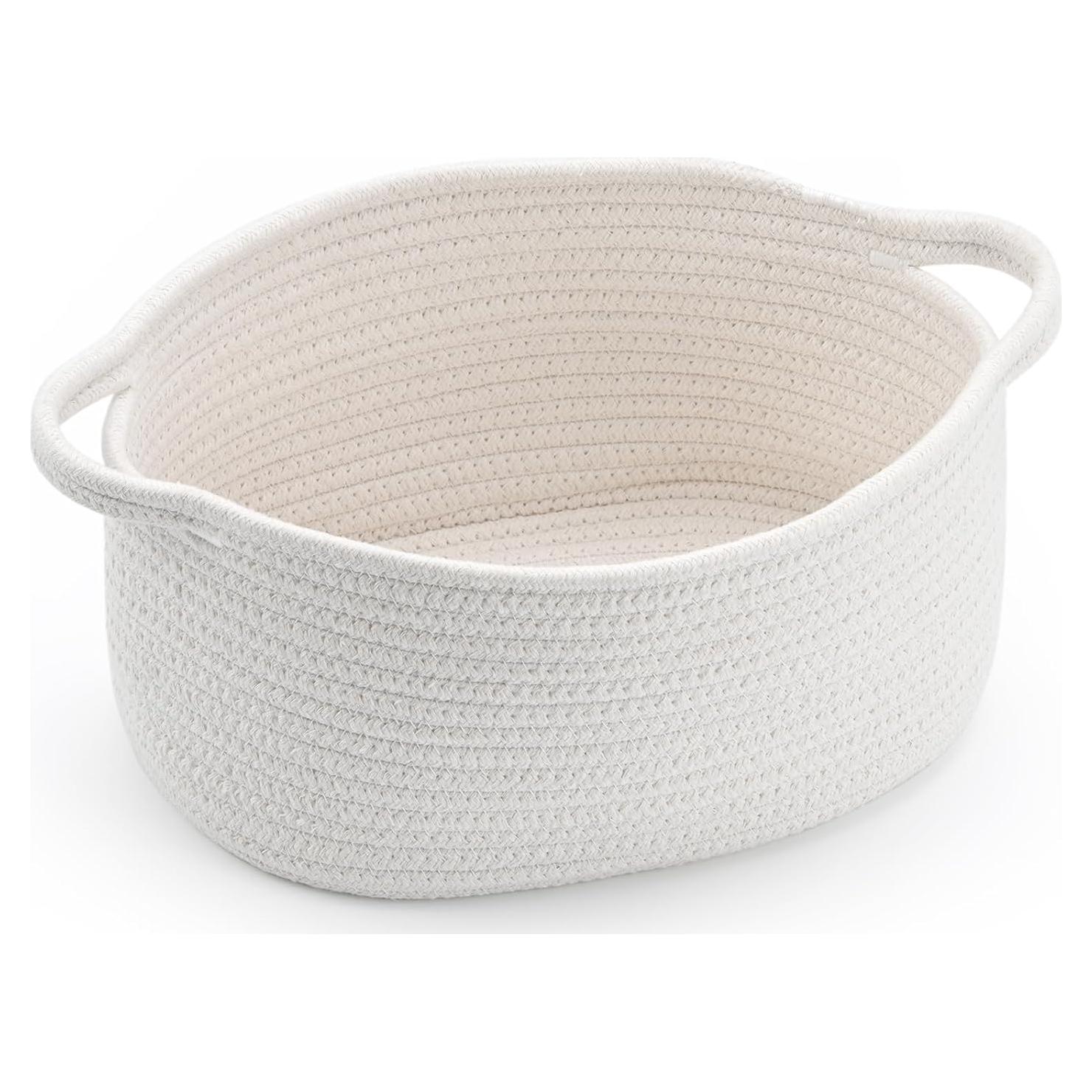 Cesta de Almacenamiento Tejida Happyiren 45x20x15 cm Blanca