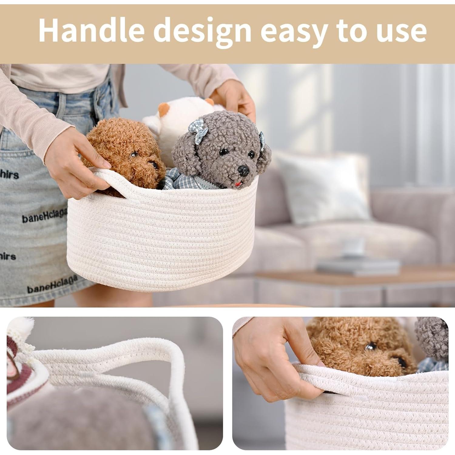 Cesta de Almacenamiento Tejida Happyiren 45x20x15 cm Blanca