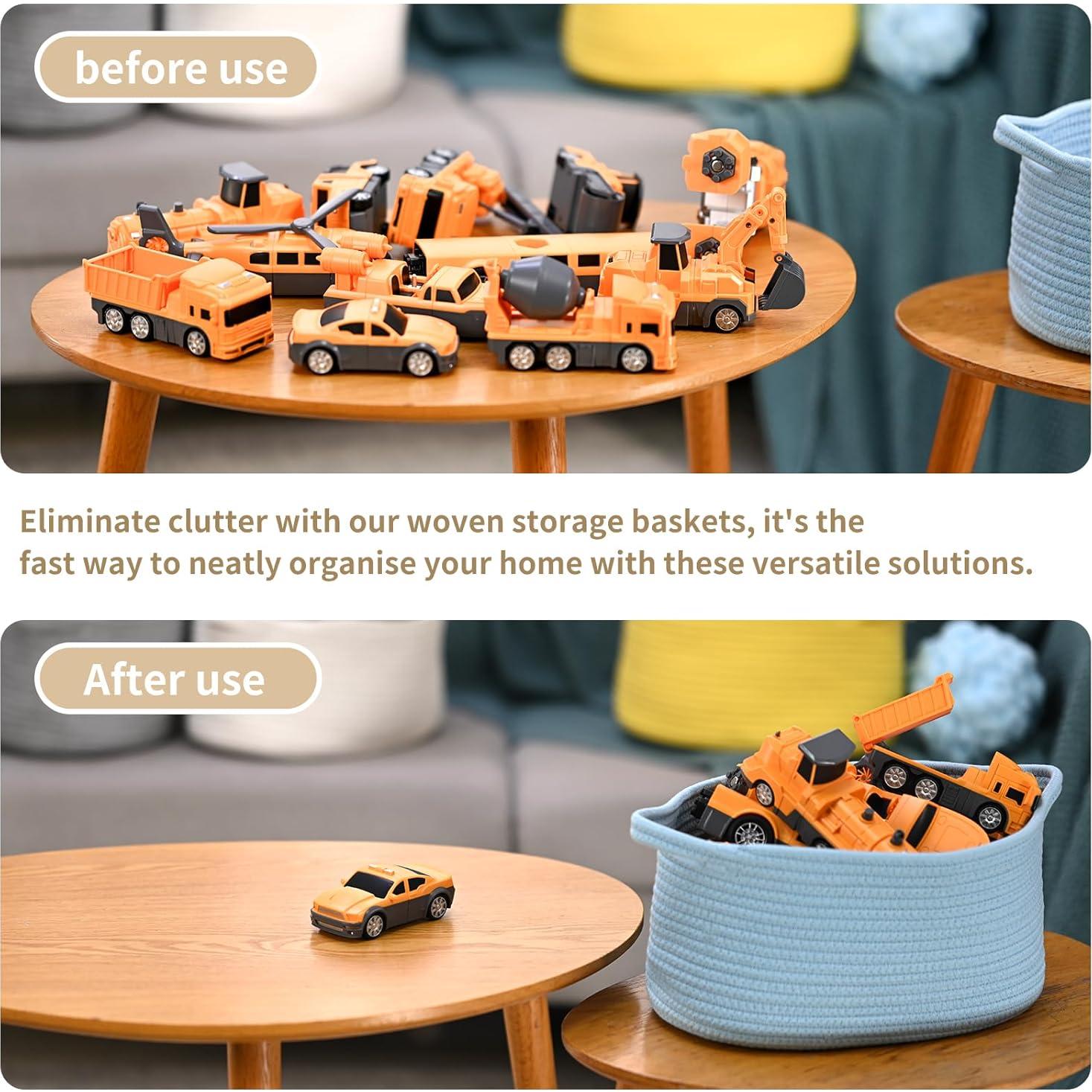 Cesta de Almacenamiento Tejida Happyiren 45x20x15 cm Blanca