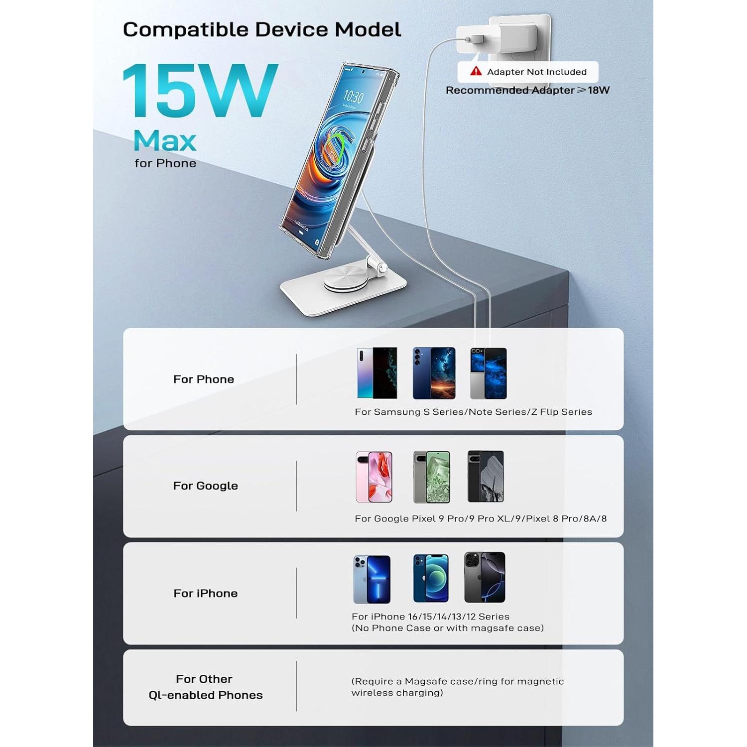 Soporte Cargador Inalámbrico MagSafe NeotrixQI 15W Ajustable