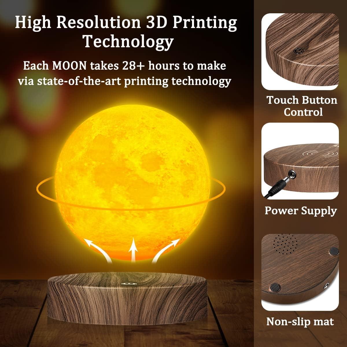 Lámpara de Luna Levitante VGAzer con Control Remoto y Base de Madera