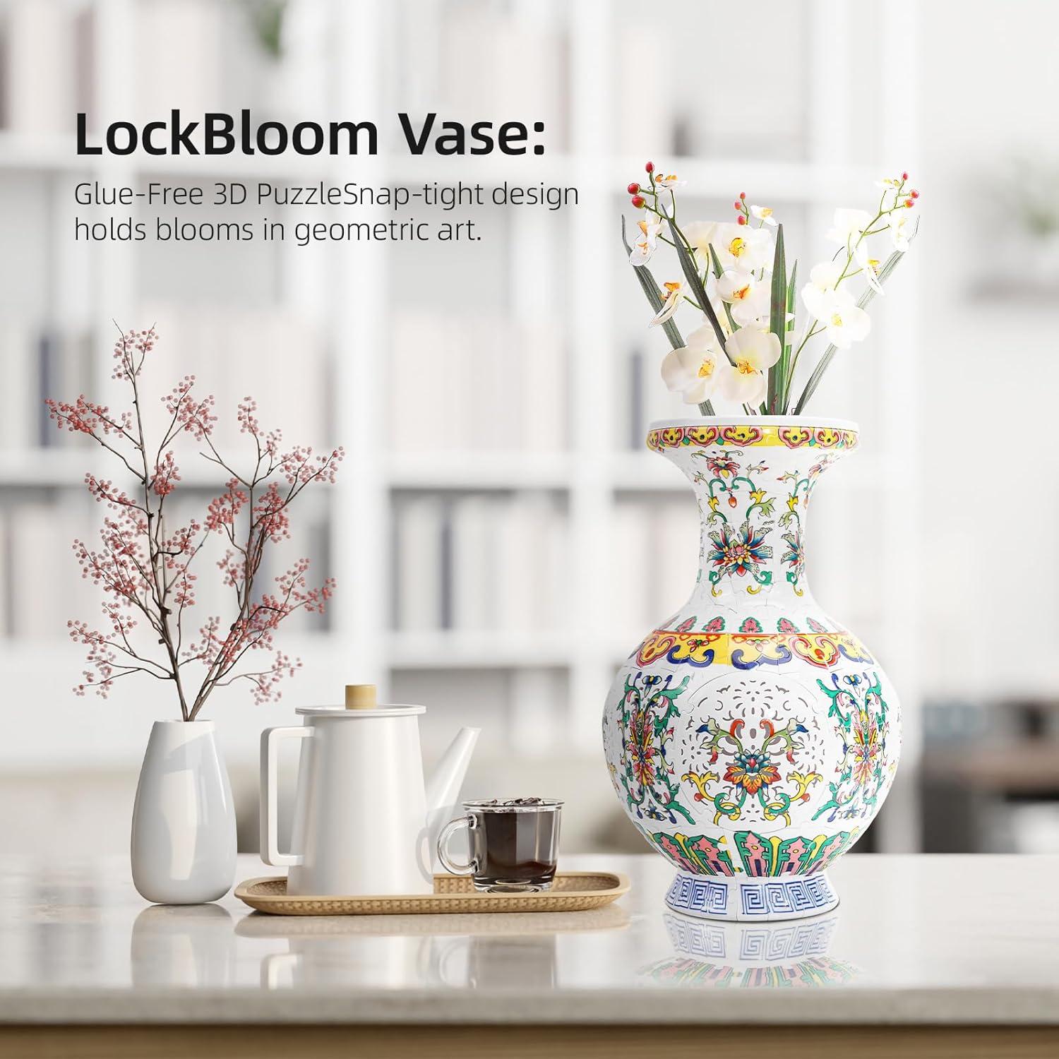 Jarrón Puzzle 3D LED Hiwhy - Flor de Orquídea 200 Piezas