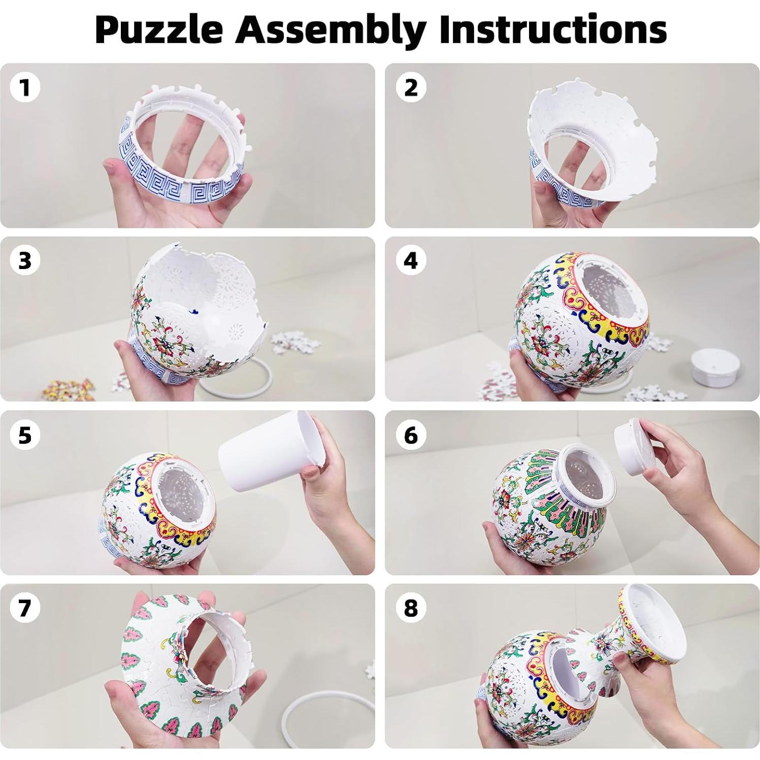 Jarrón Puzzle 3D LED Hiwhy - Flor de Orquídea 200 Piezas