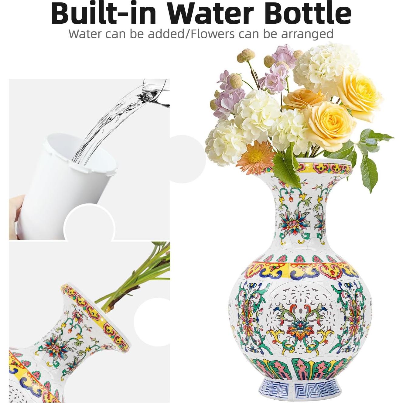 Jarrón Puzzle 3D LED Hiwhy - Flor de Orquídea 200 Piezas