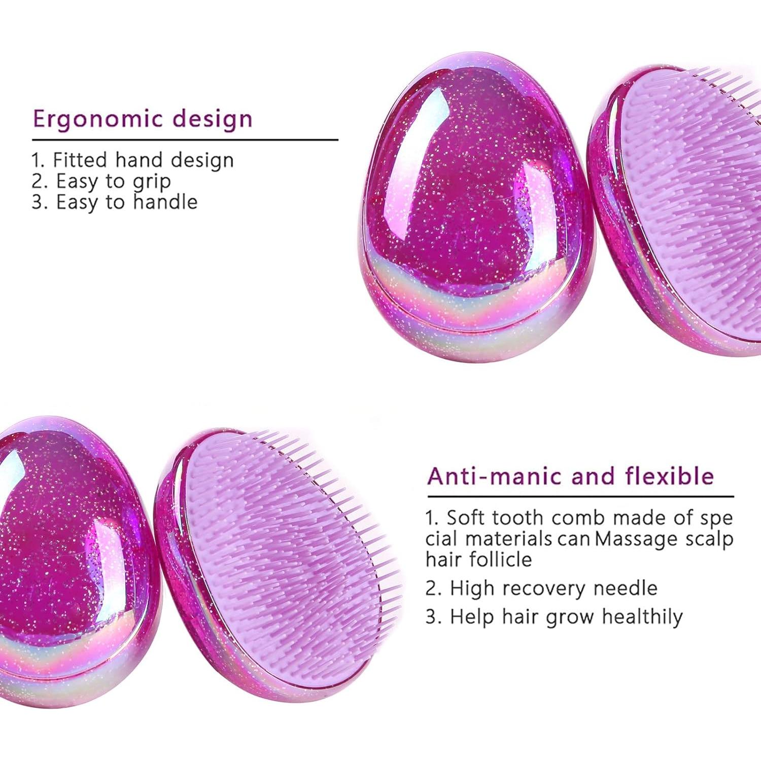 Cepillo desenredante portátil Felico, forma de huevo, antiestático