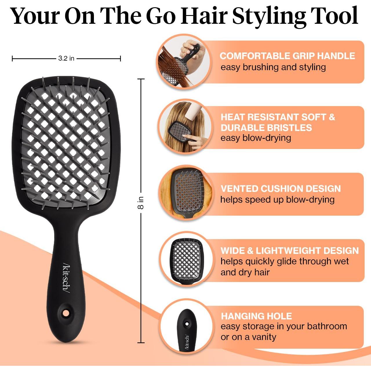 Cepillo Desenredante Kitsch Ventilado para Todo Tipo de Cabello