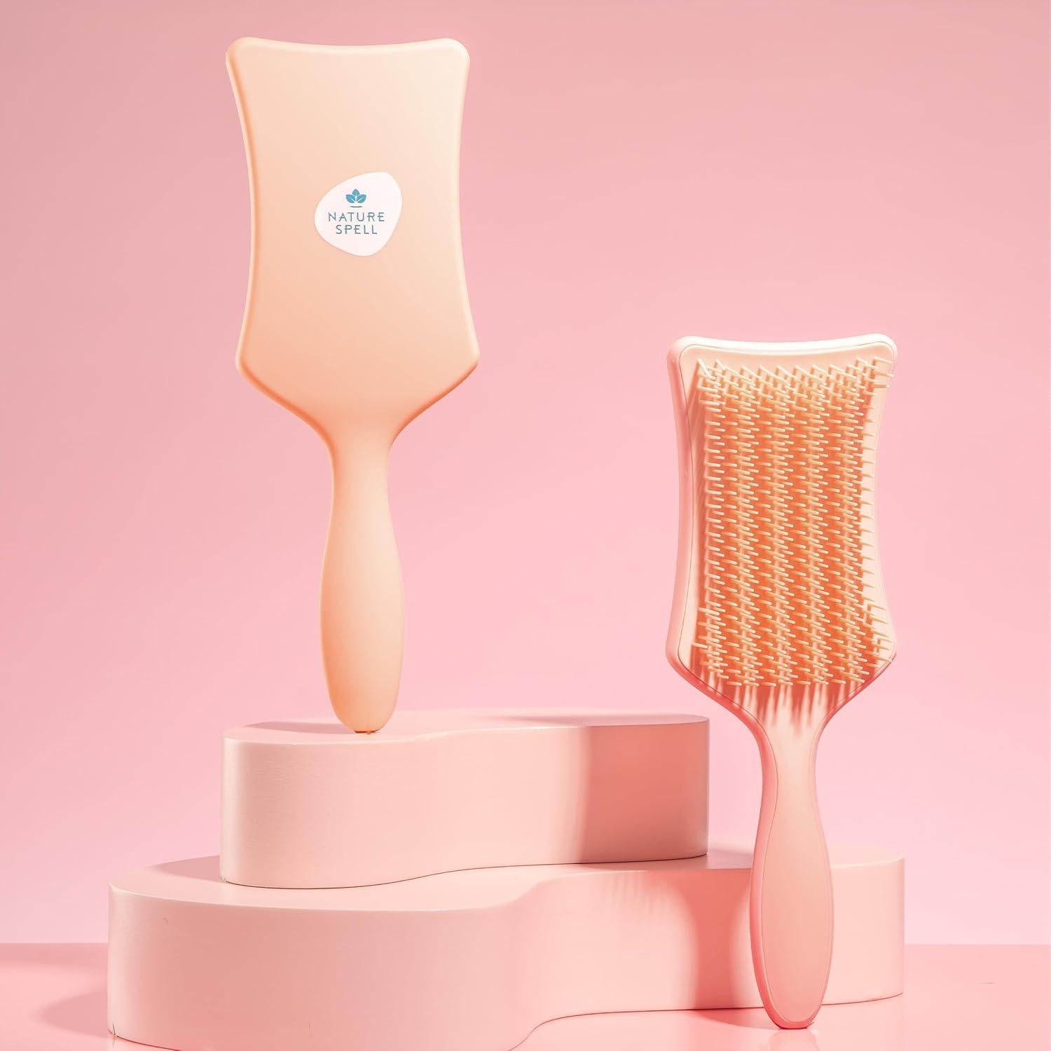Cepillo Desenredante Nature Spell Rosa Mate - Sin Nudos 16cm