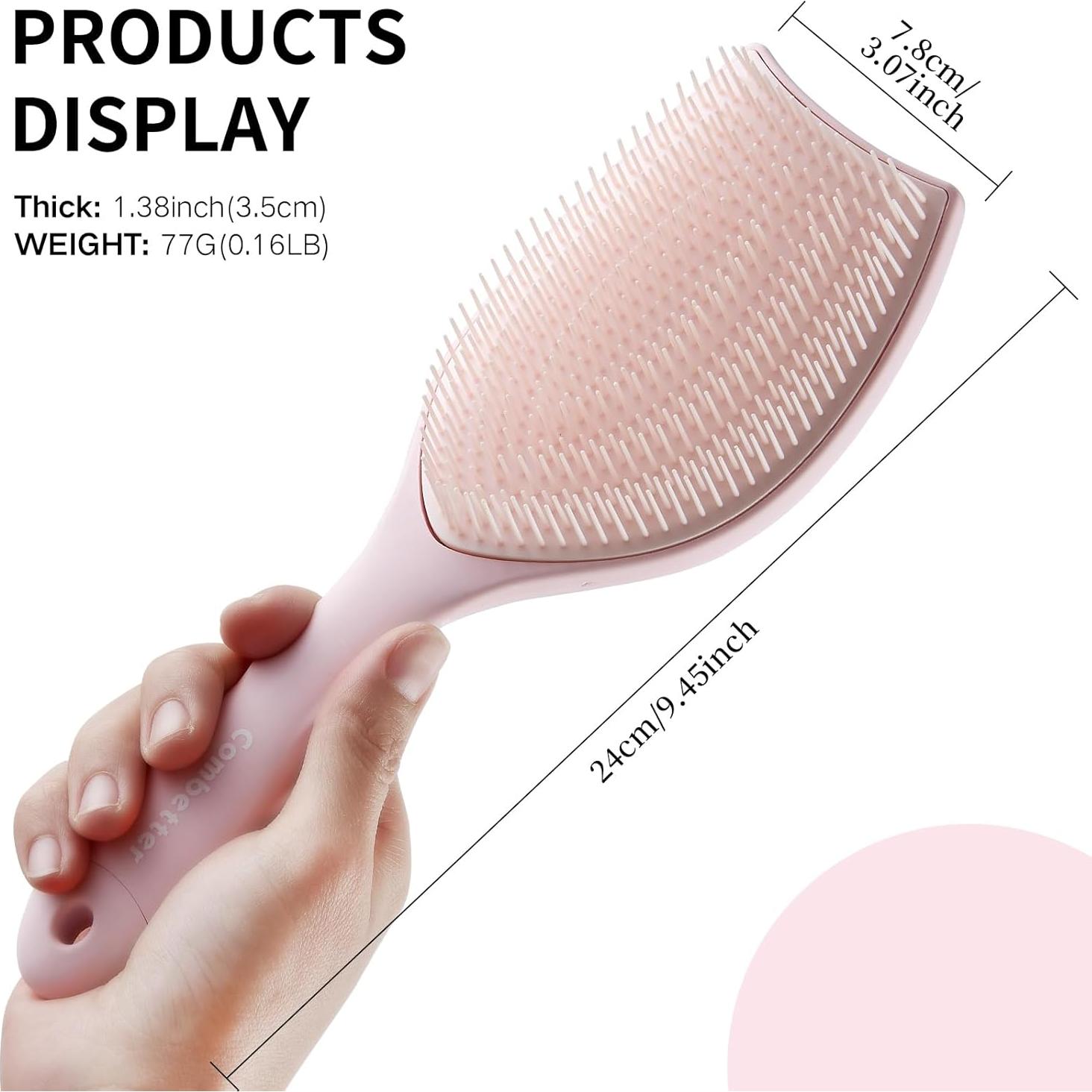 Cepillo Desenredante Combetter Rosa para Cabello Fino 24.8x8.2cm