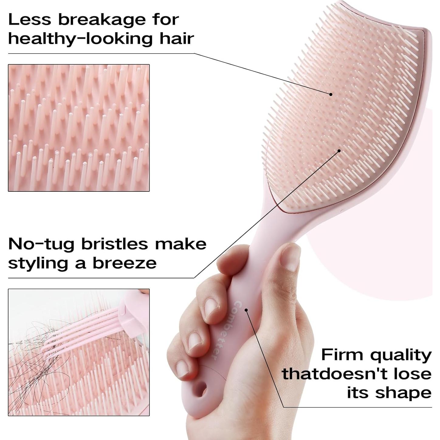 Cepillo Desenredante Combetter Rosa para Cabello Fino 24.8x8.2cm
