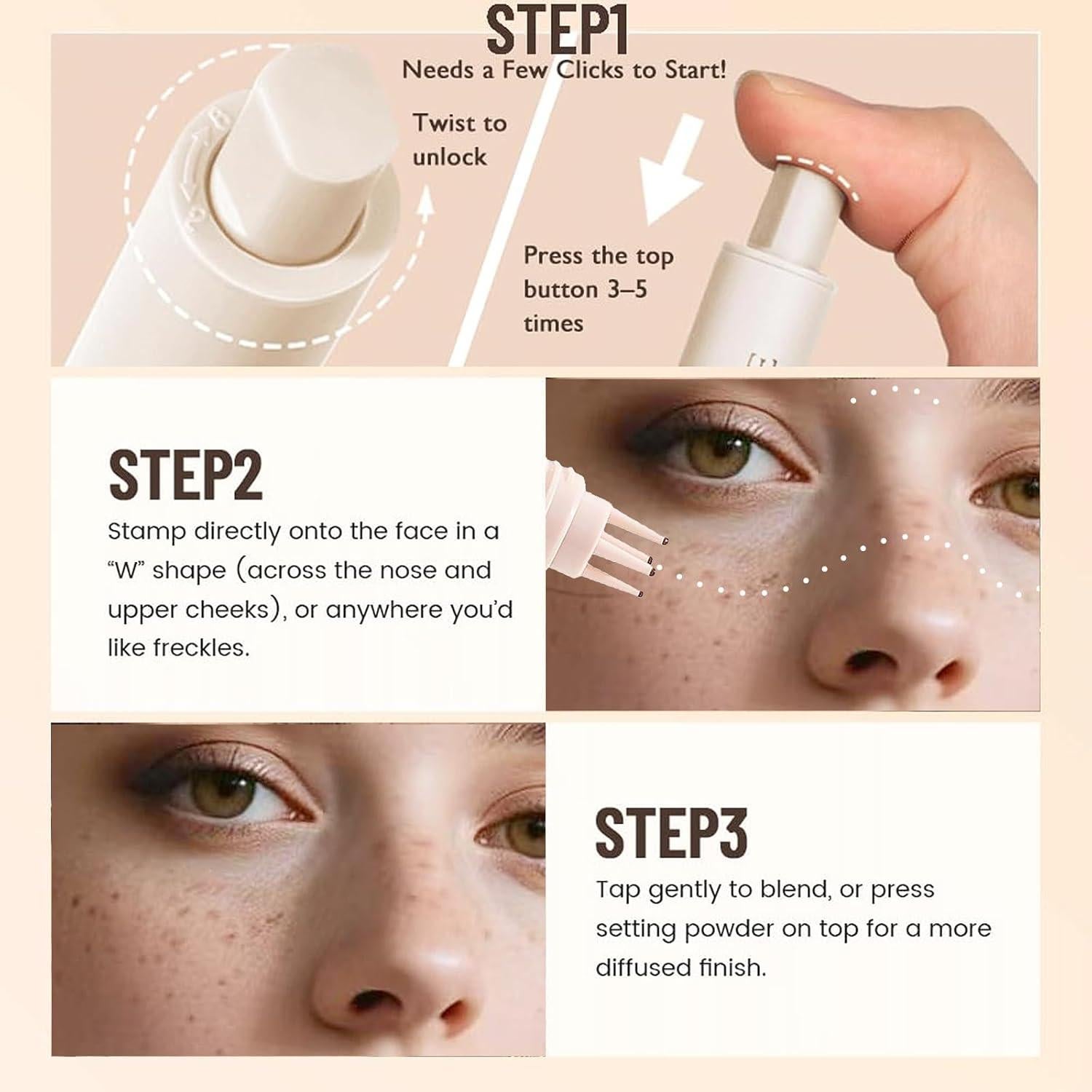 Bolígrafo Sello de Pecas Impermeable Sello de Pecas #1-Claro