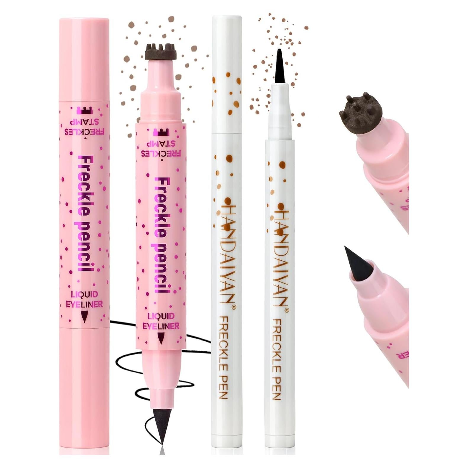 Set 2 en 1 Bolígrafos de Sello de Pecas Sunkiss - Marrón Claro y Negro