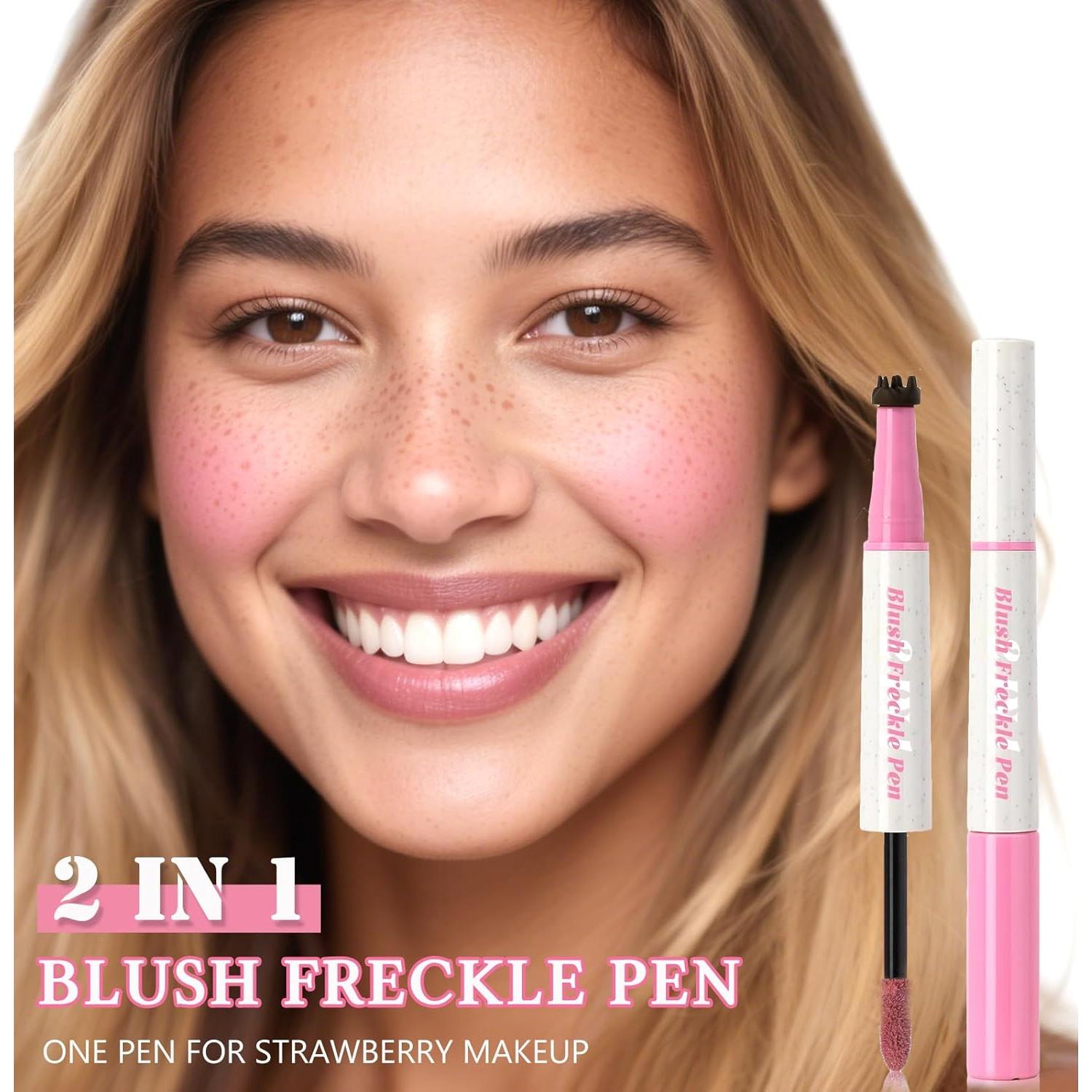Bolígrafo 2 en 1 Rubor Rosa Suave y Pecas Marrón Claro