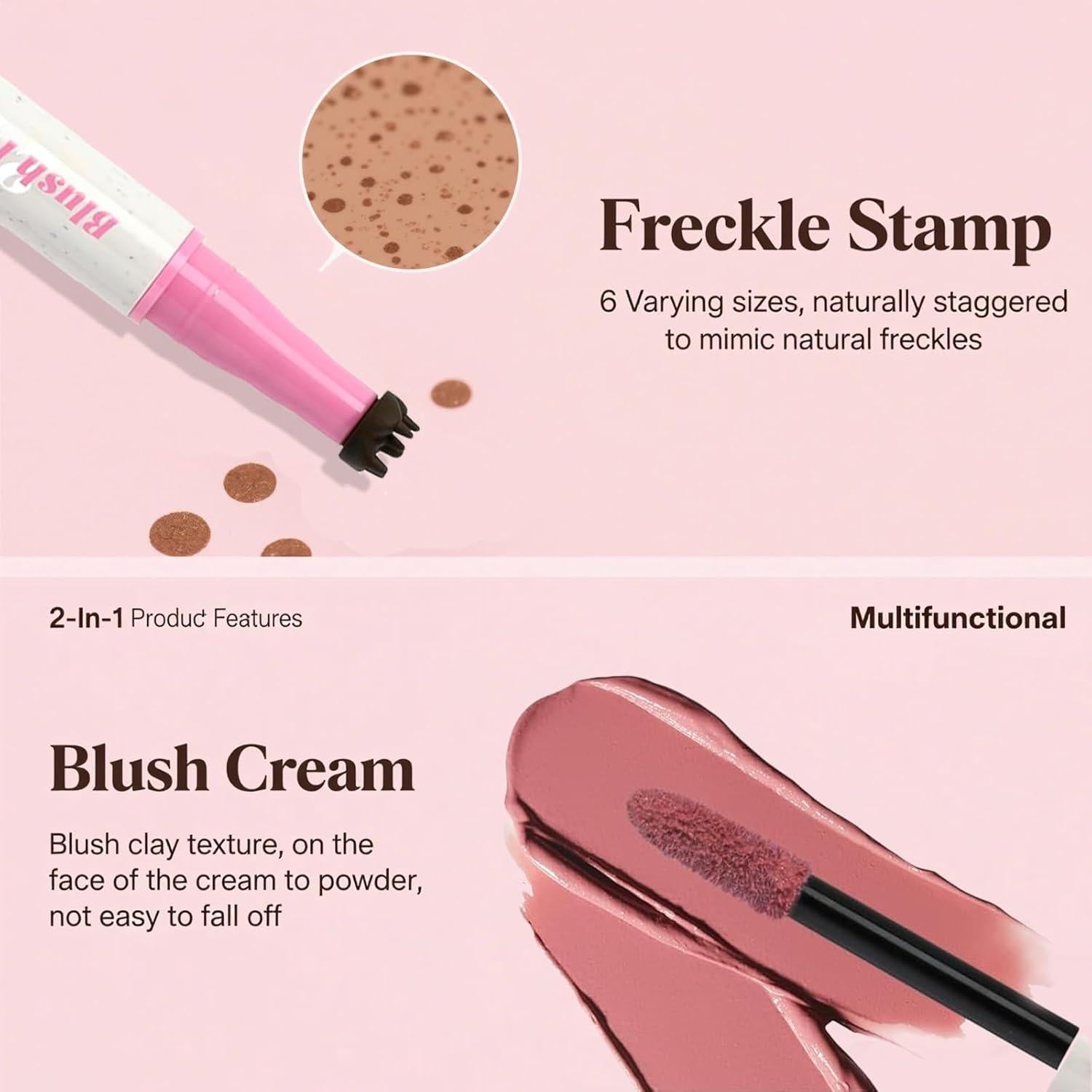 Bolígrafo 2 en 1 Rubor Rosa Suave y Pecas Marrón Claro