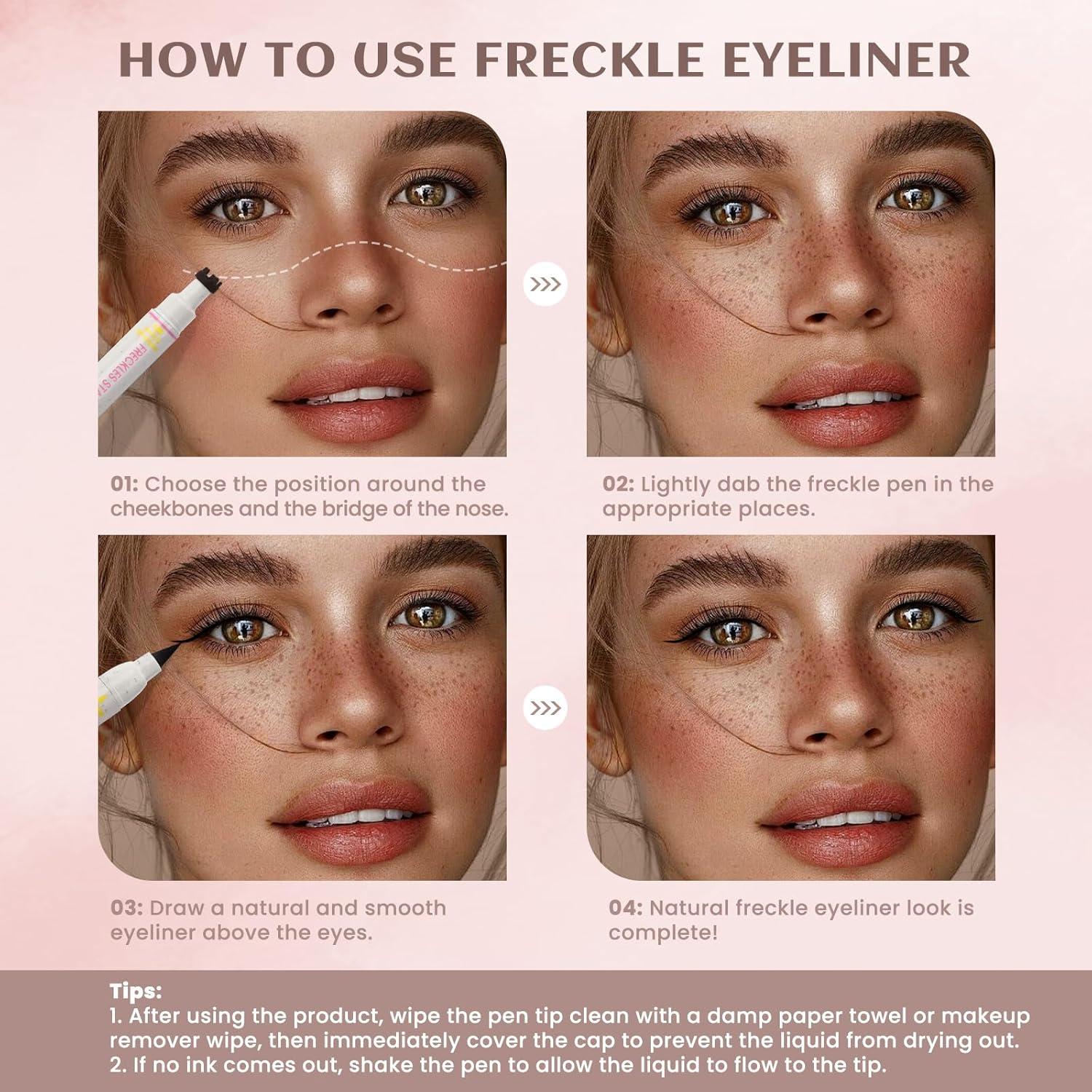 Bolígrafo Delineador de Pecas 2 en 1 - Marrón Claro - Impermeable