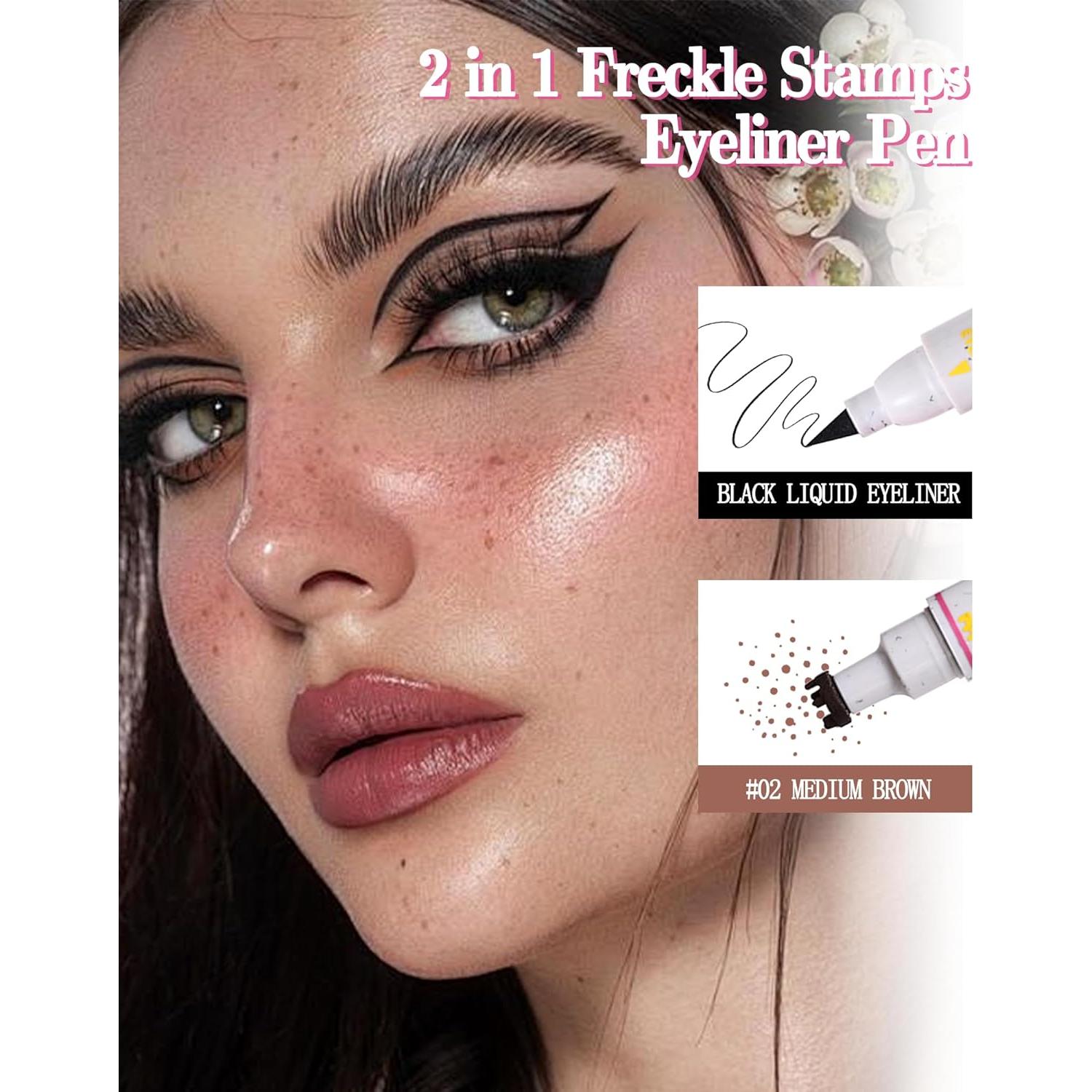 Lápiz Eyeliner 2 en 1 Sello de Pecas Marrón Medio - Impermeable