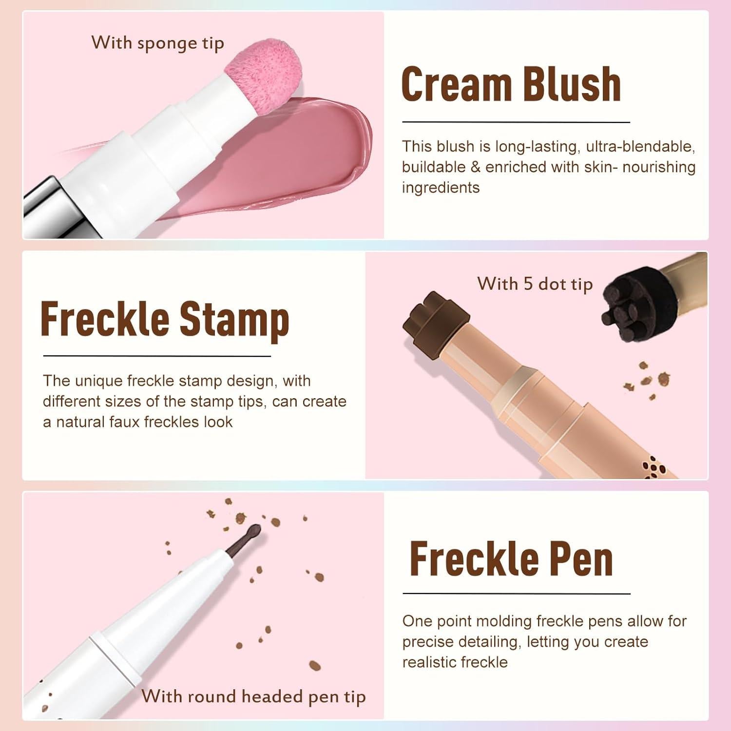 Kit de Maquillaje de Pecas Wugbc - Bolígrafo y Rubor Líquido