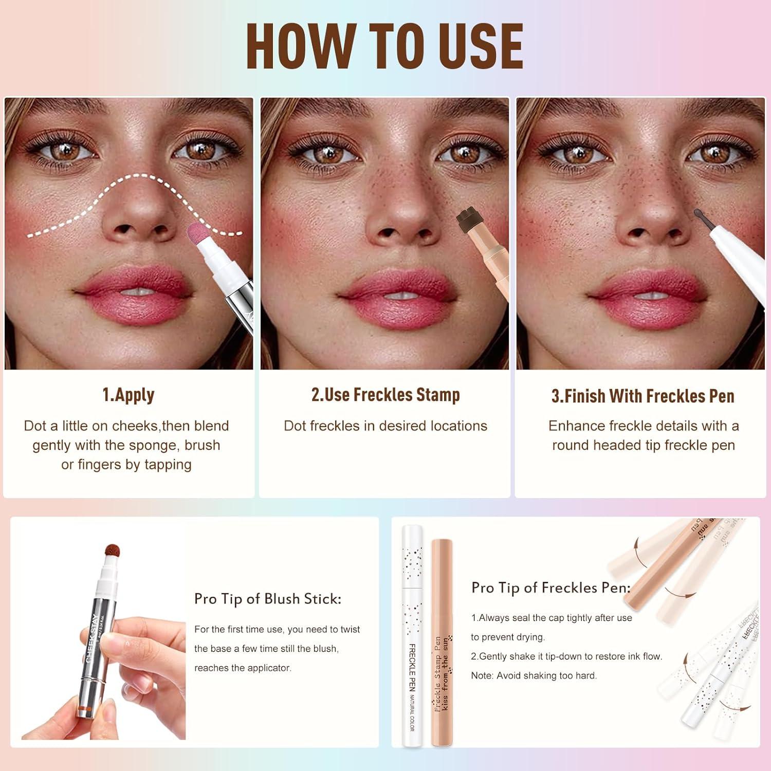 Kit de Maquillaje de Pecas Wugbc - Bolígrafo y Rubor Líquido