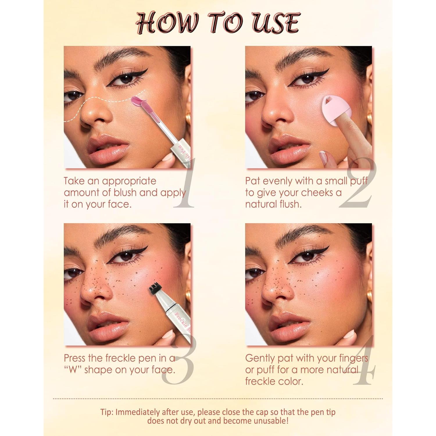 Bolígrafo de Rubor de Pecas 2-en-1 Coral - Maquillaje Facial