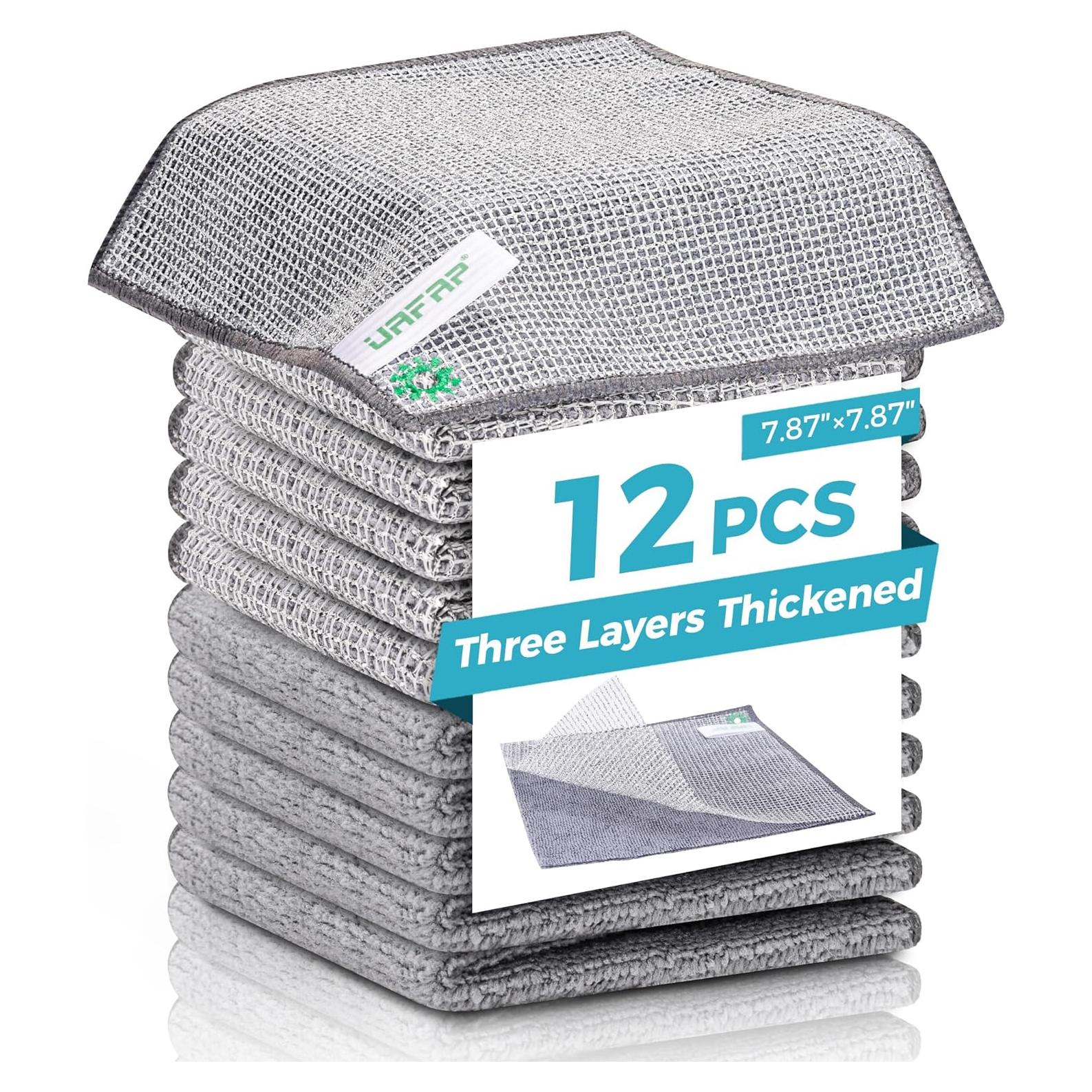 Paños de Cocina UAFAP 12 Pcs 20x20cm Doble Capa Sin Rayones