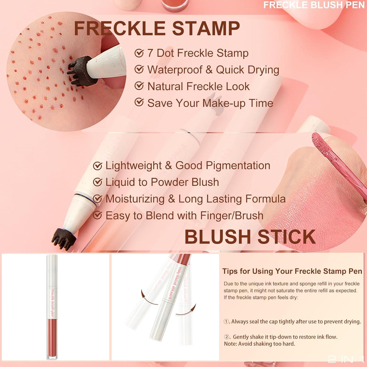 Lápiz de Rubor Líquido 2 en 1 Wugbc - Sello de Pecas y Rubor Rosa