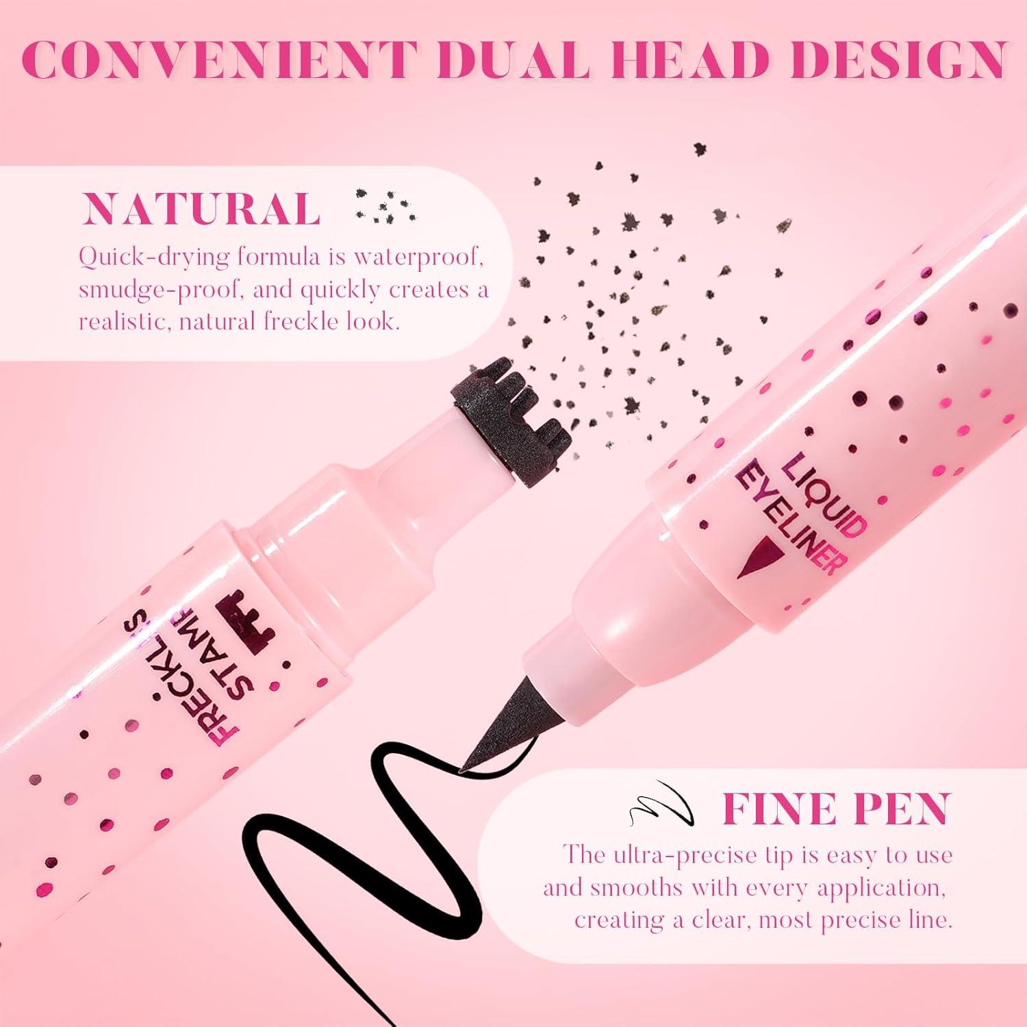 Lápiz 2 en 1 DAGEDA para Pecas y Eyeliner Negro Impermeable