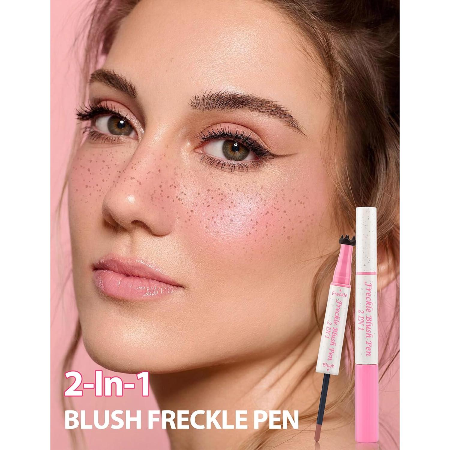 Bolígrafo de Rubor y Pecas 2 en 1 Jutqut - Marrón Claro y Rosa Suave