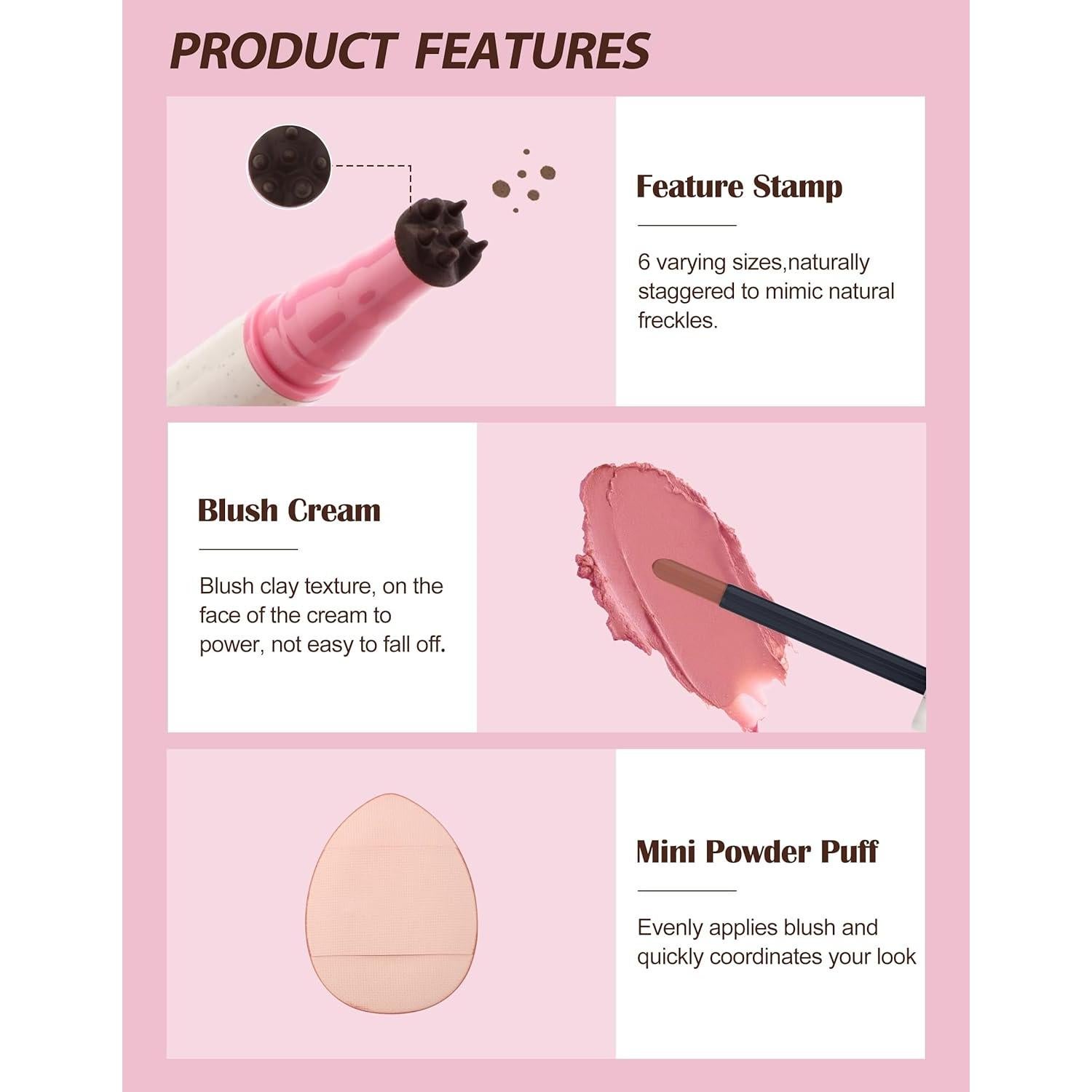 Bolígrafo de Rubor y Pecas 2 en 1 Jutqut - Marrón Claro y Rosa Suave