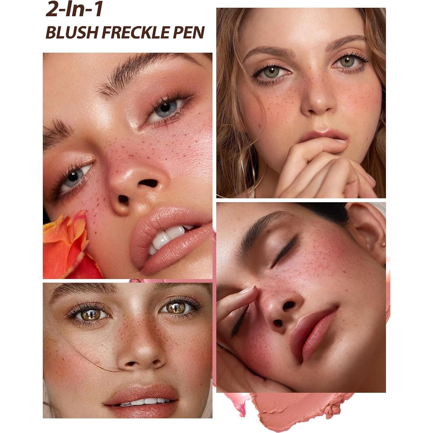 Bolígrafo de Rubor y Pecas 2 en 1 Jutqut - Marrón Claro y Rosa Suave