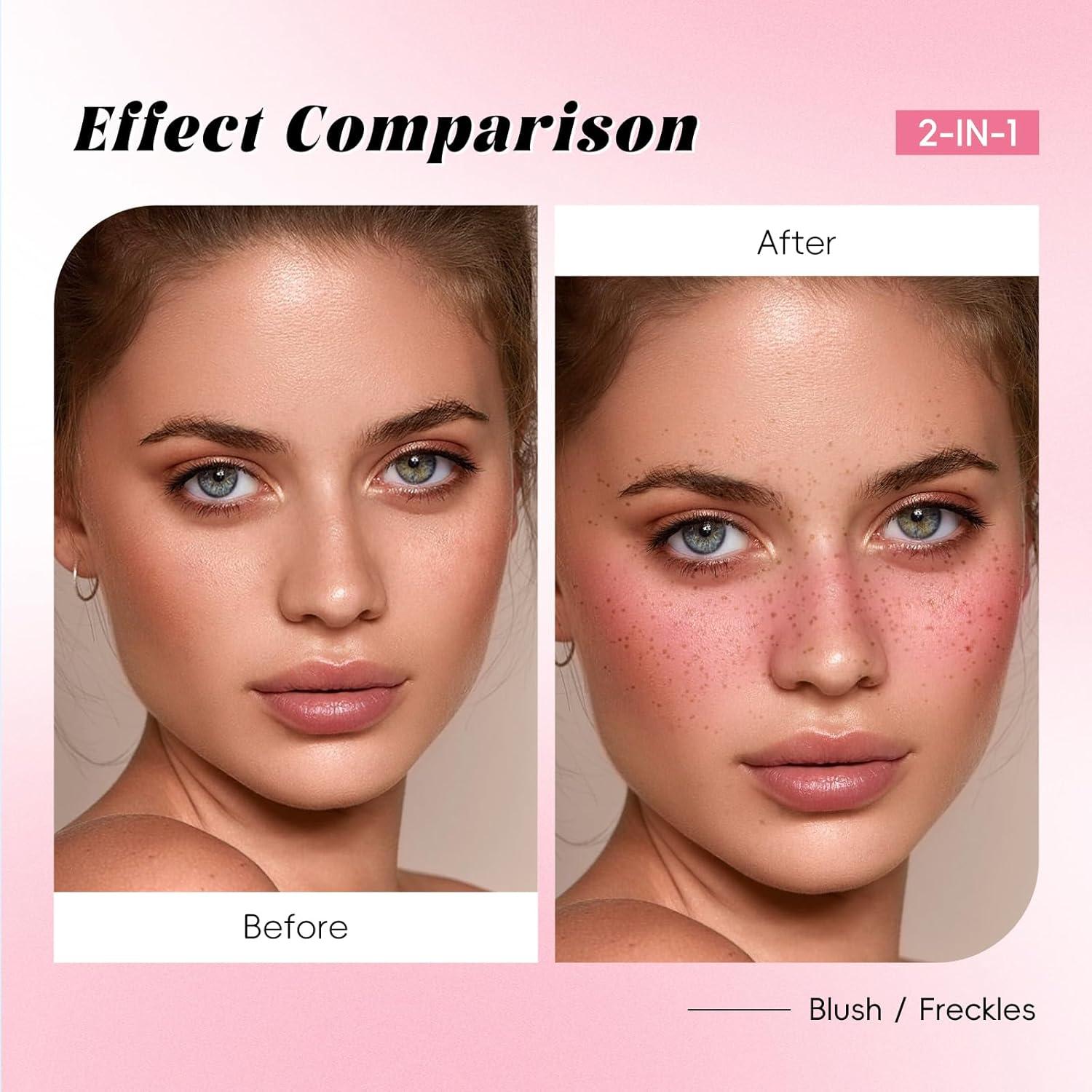 Bolígrafo 2 en 1 Rubor y Pecas Falsas - Marrón Claro y Rosa Amor